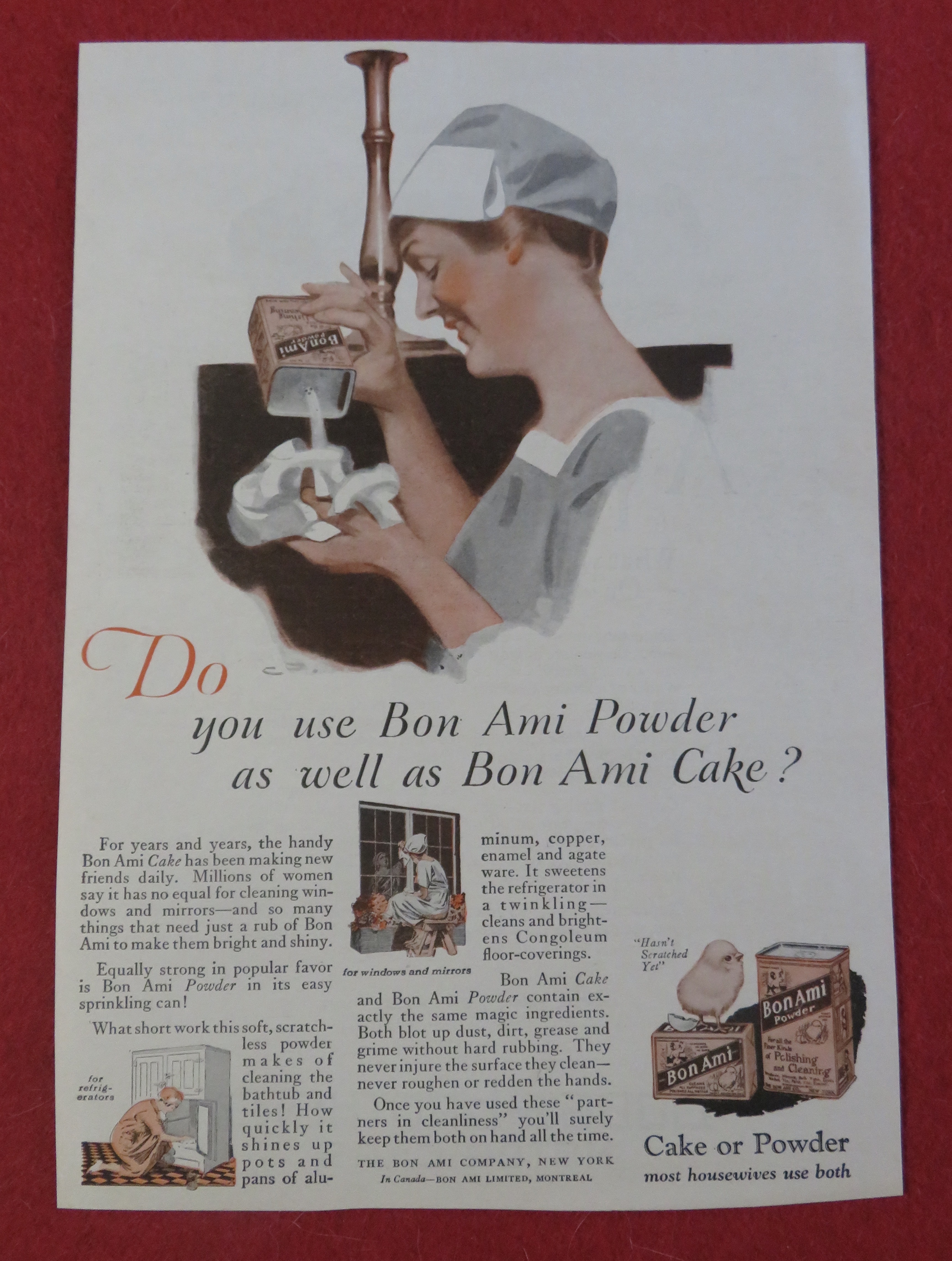 1920's Bon Ami Cake or Powder with Woman Cleaning