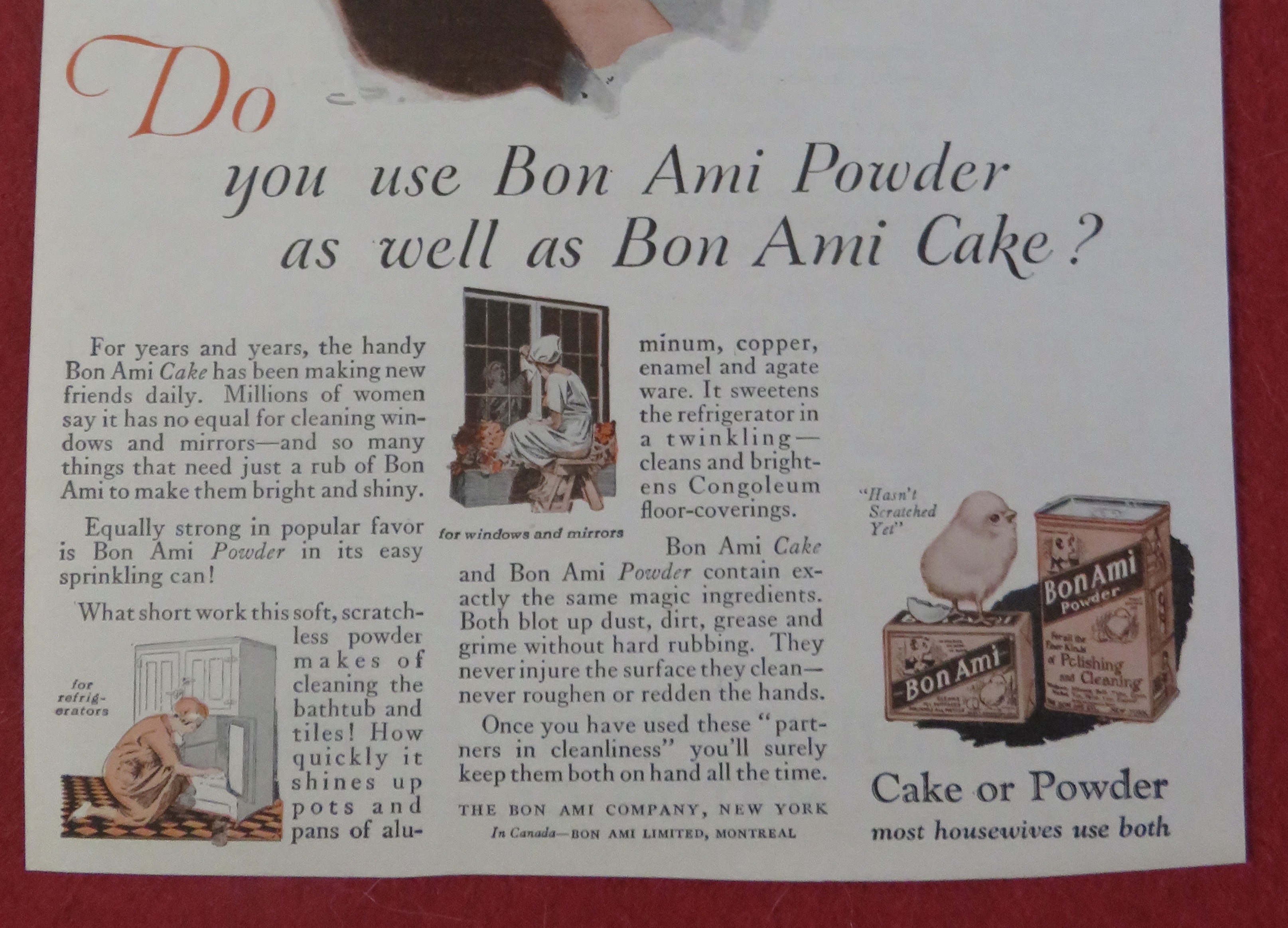 1920's Bon Ami Cake or Powder with Woman Cleaning