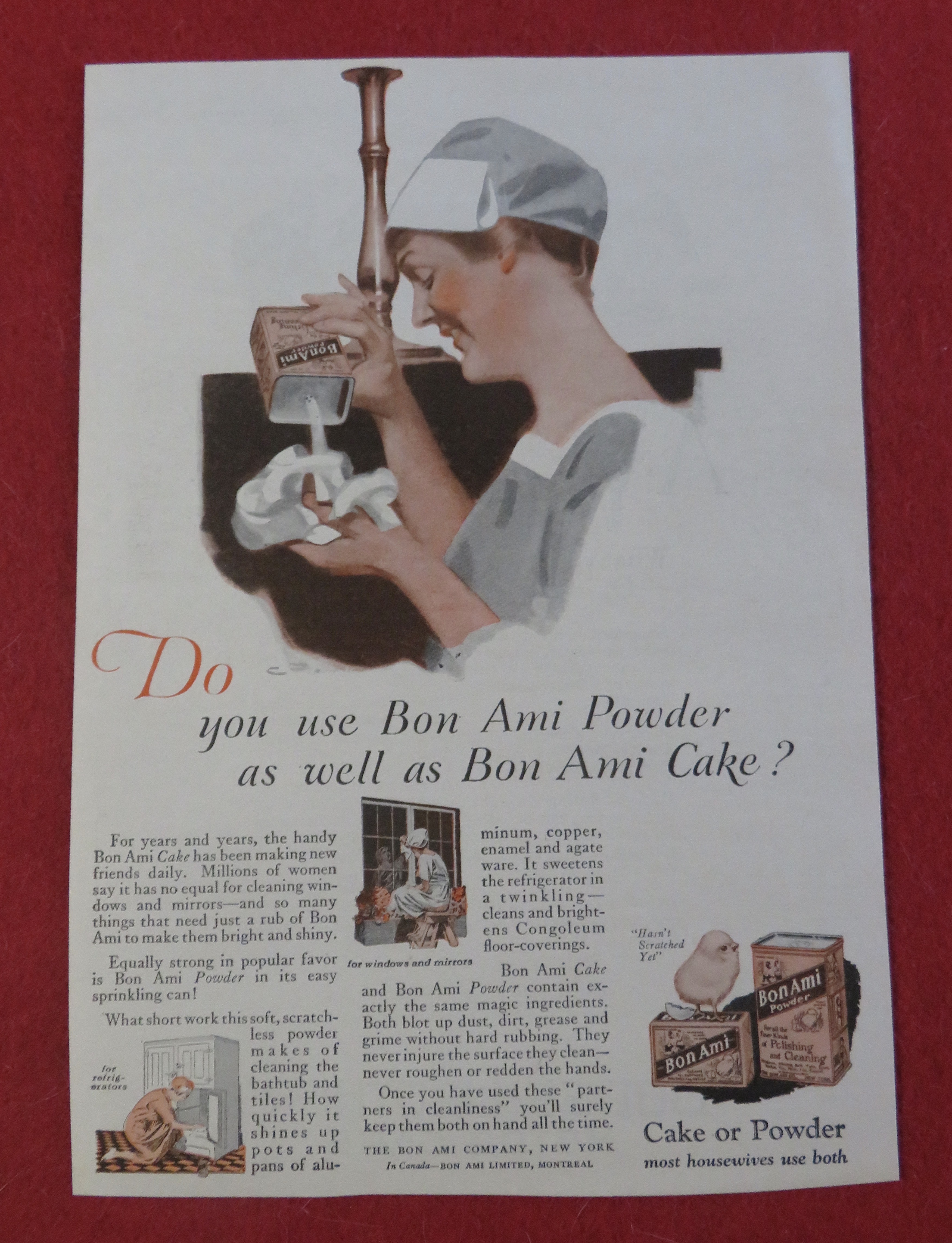 1920's Bon Ami Cake or Powder with Woman Cleaning