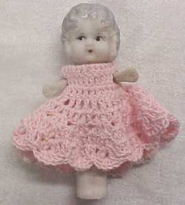 All Bisque Doll Flapper Style Pink Dress Miniature