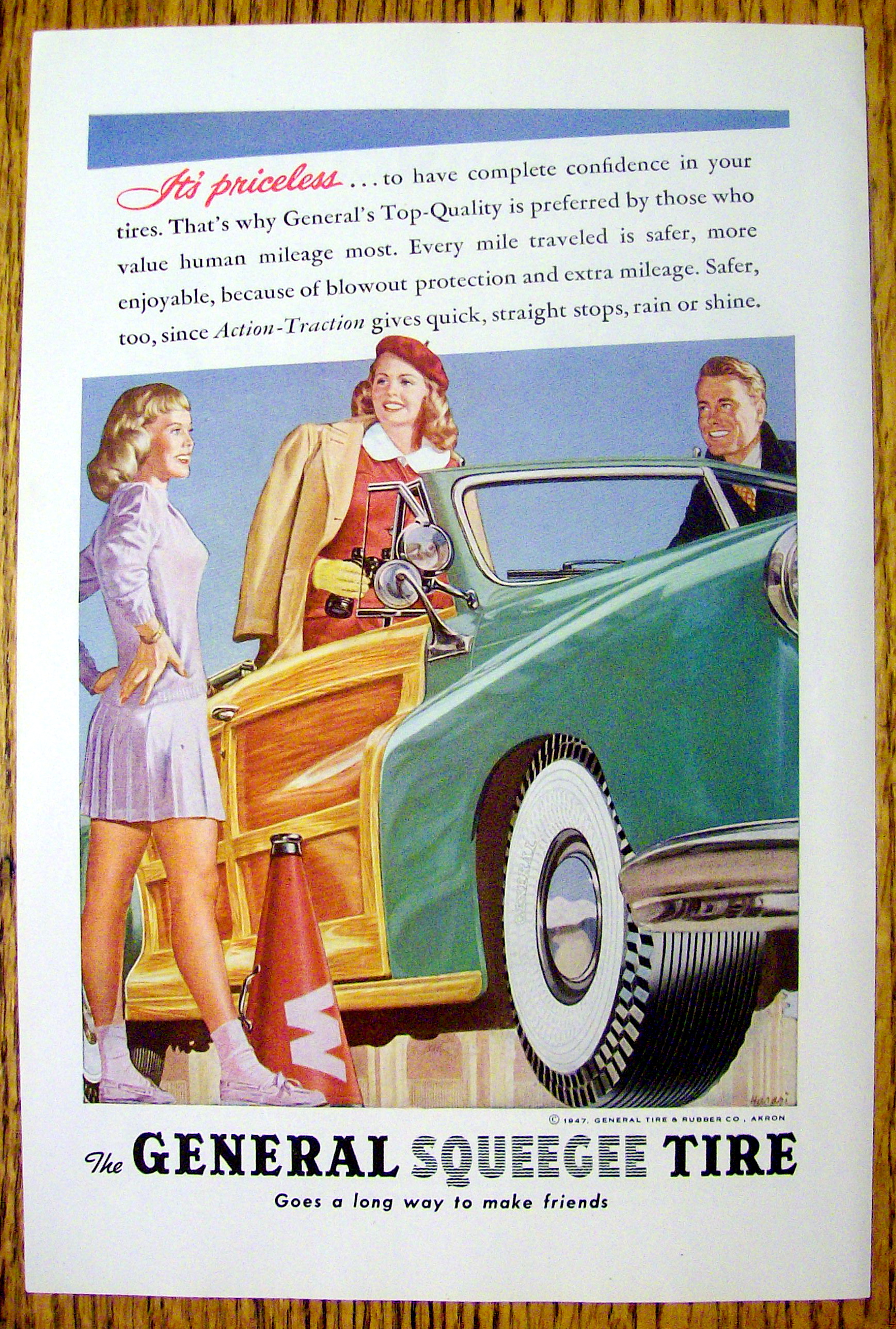 1947 General Squeegee Tire with Woman in a Car Talking