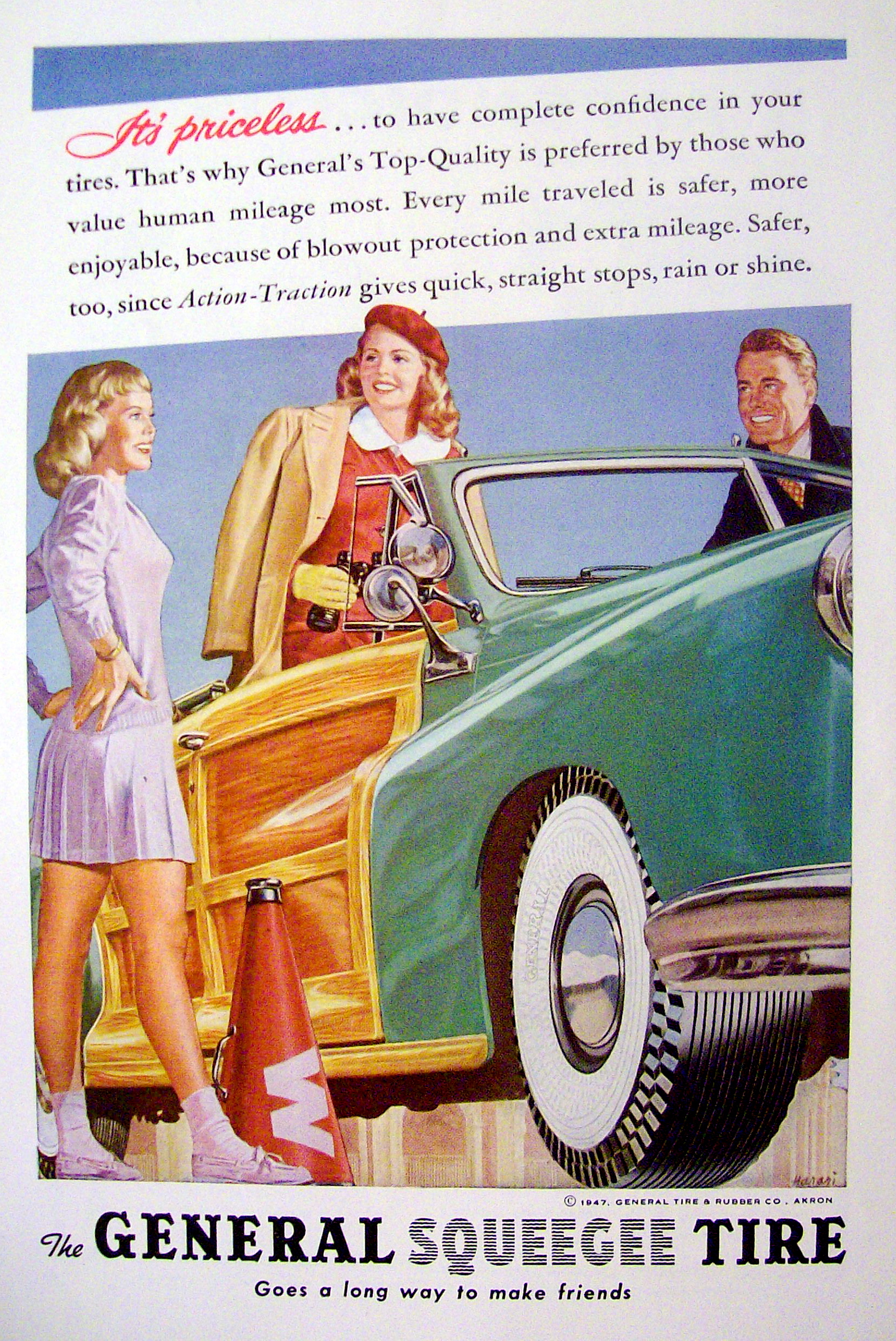 1947 General Squeegee Tire with Woman in a Car Talking