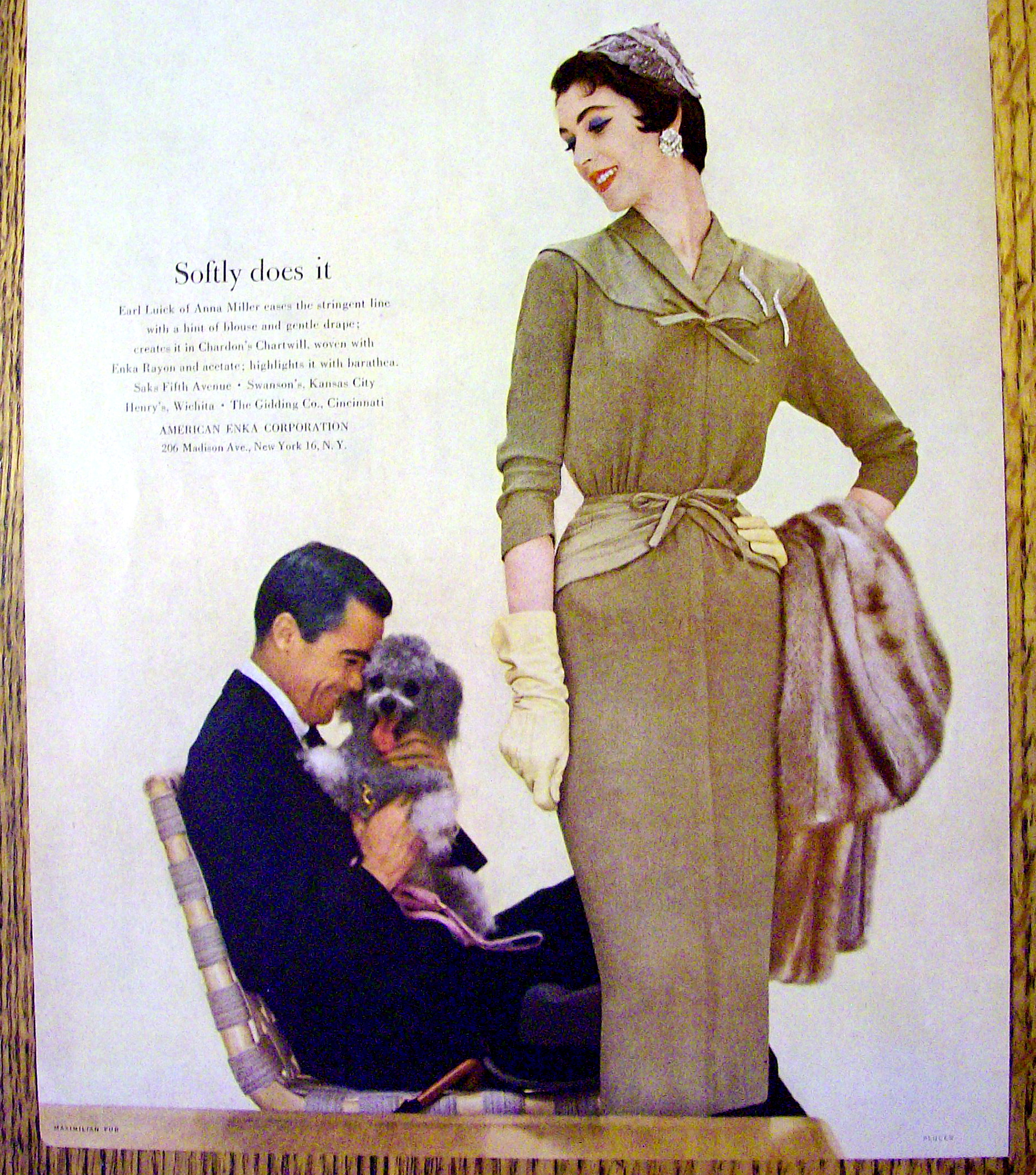 1953 Enka Rayon with Lovely Woman & Man with Dog