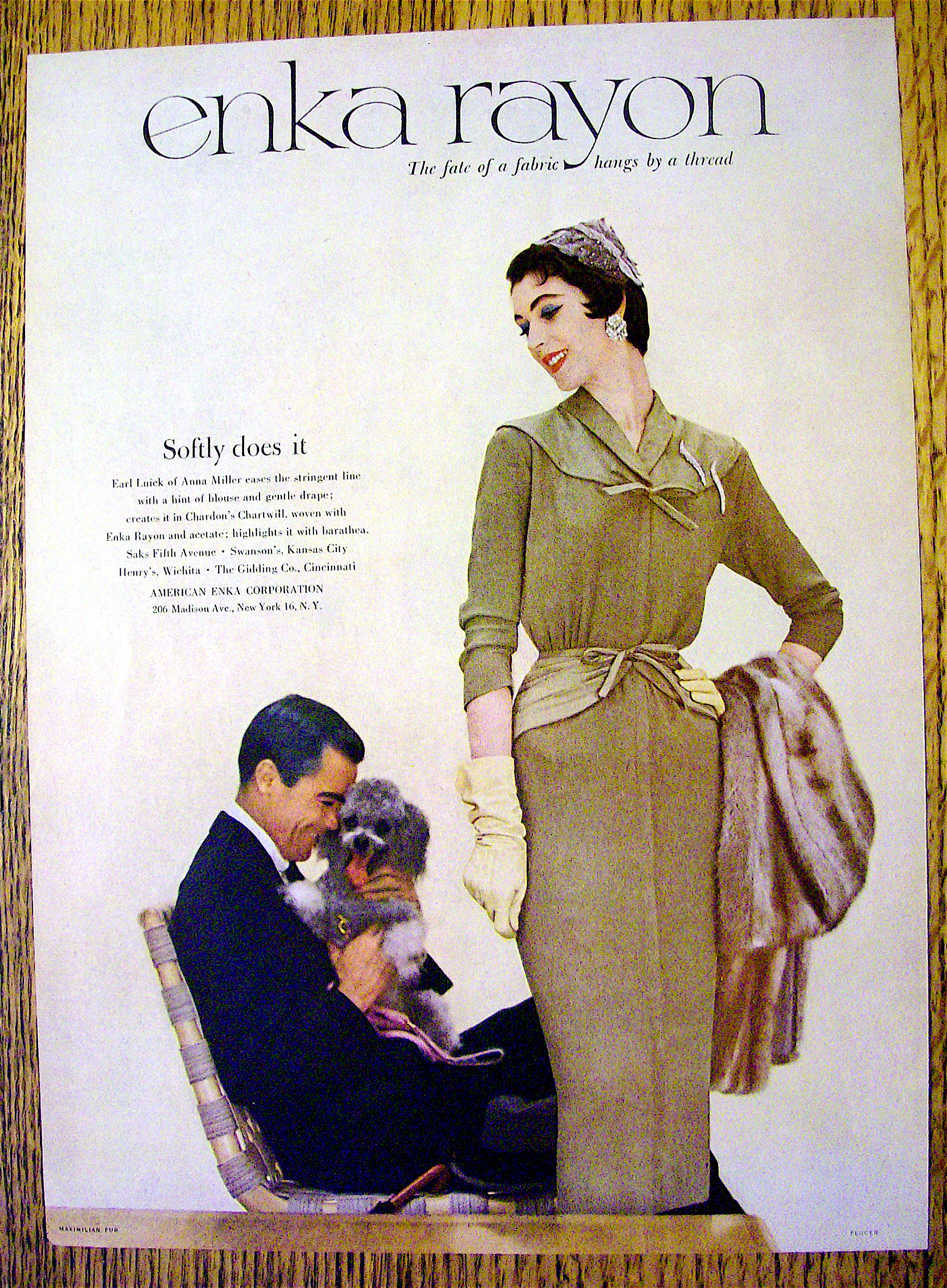 1953 Enka Rayon with Lovely Woman & Man with Dog