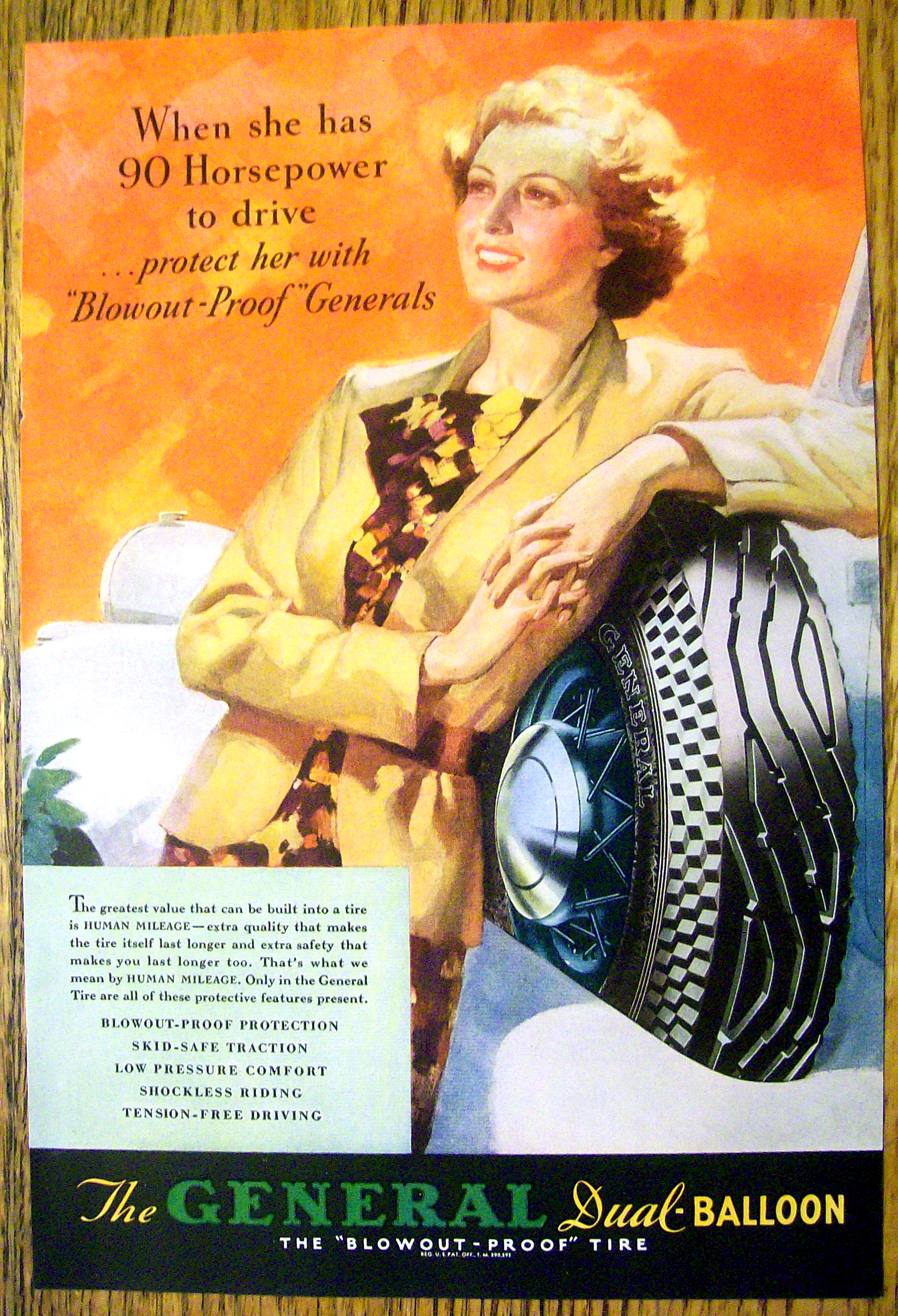 1935 General Dual Balloon Tires with Lovely Woman