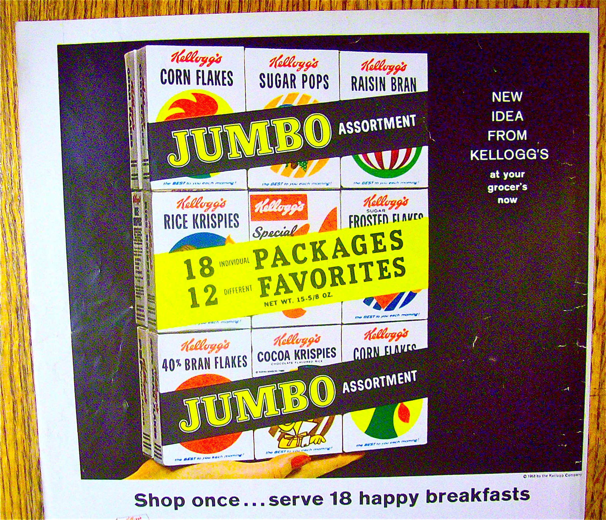 1963 Kellogg's Jumbo Pack with 18 Boxes Of Cereal