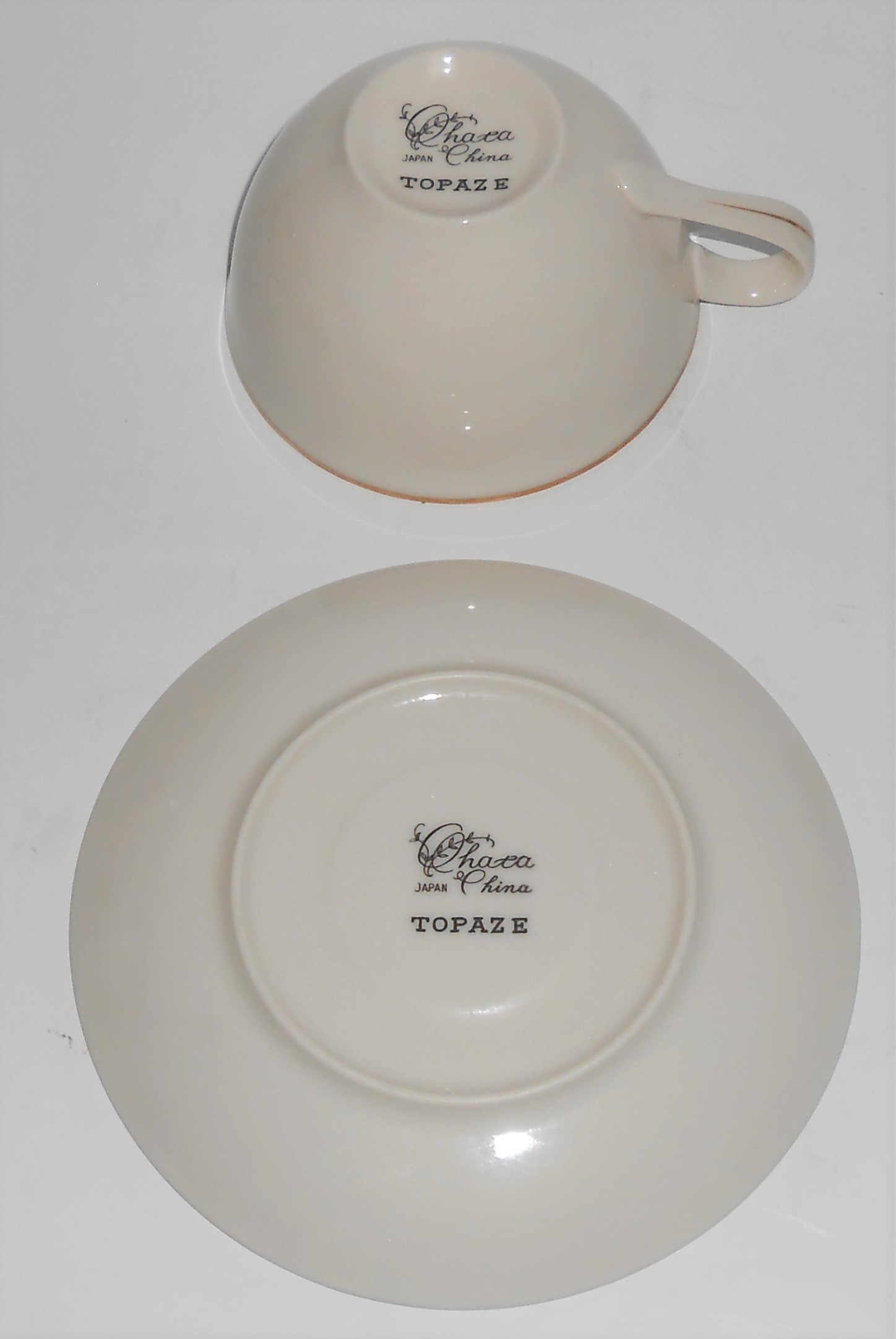 Ohata Japan China Porcelain Topaze Cup & Saucer Set w/G