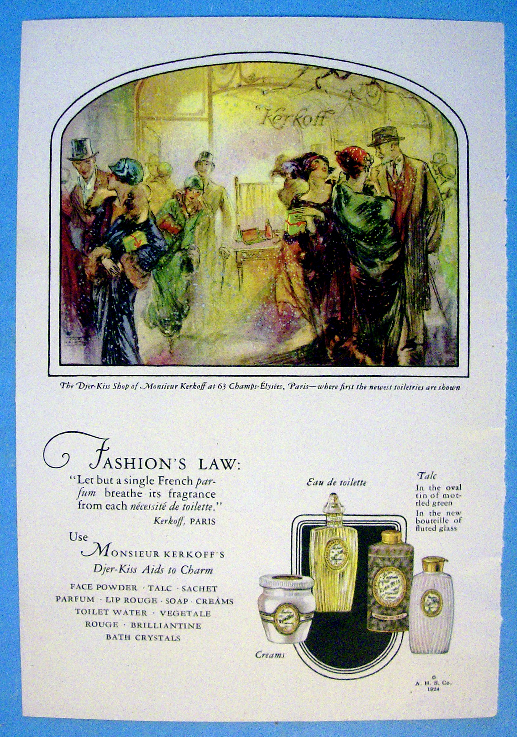 1924 Djer Kiss with Shop of Monsieur Kerkoff