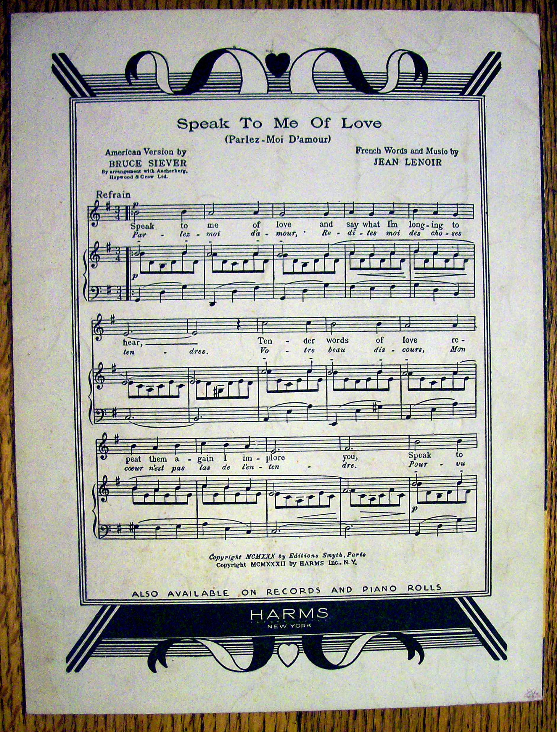 Sheet Music For 1936 With Plenty Of Money And You