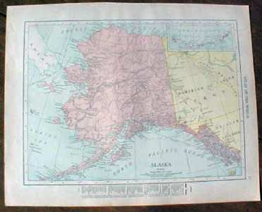Antique Map Alaska Yukon Canada 1912