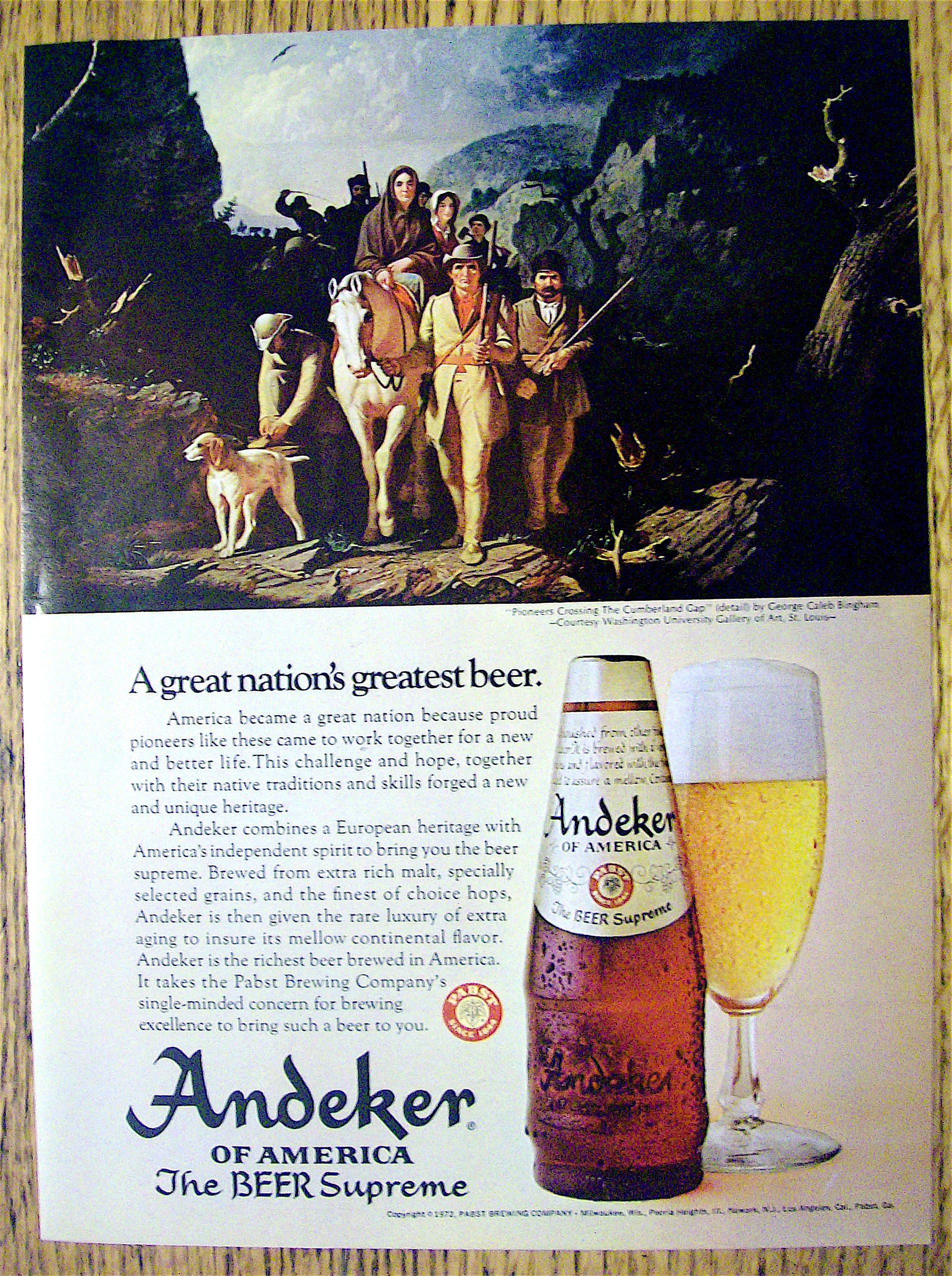 1973 Andeker Beer with Pioneers & Cumberland Gap