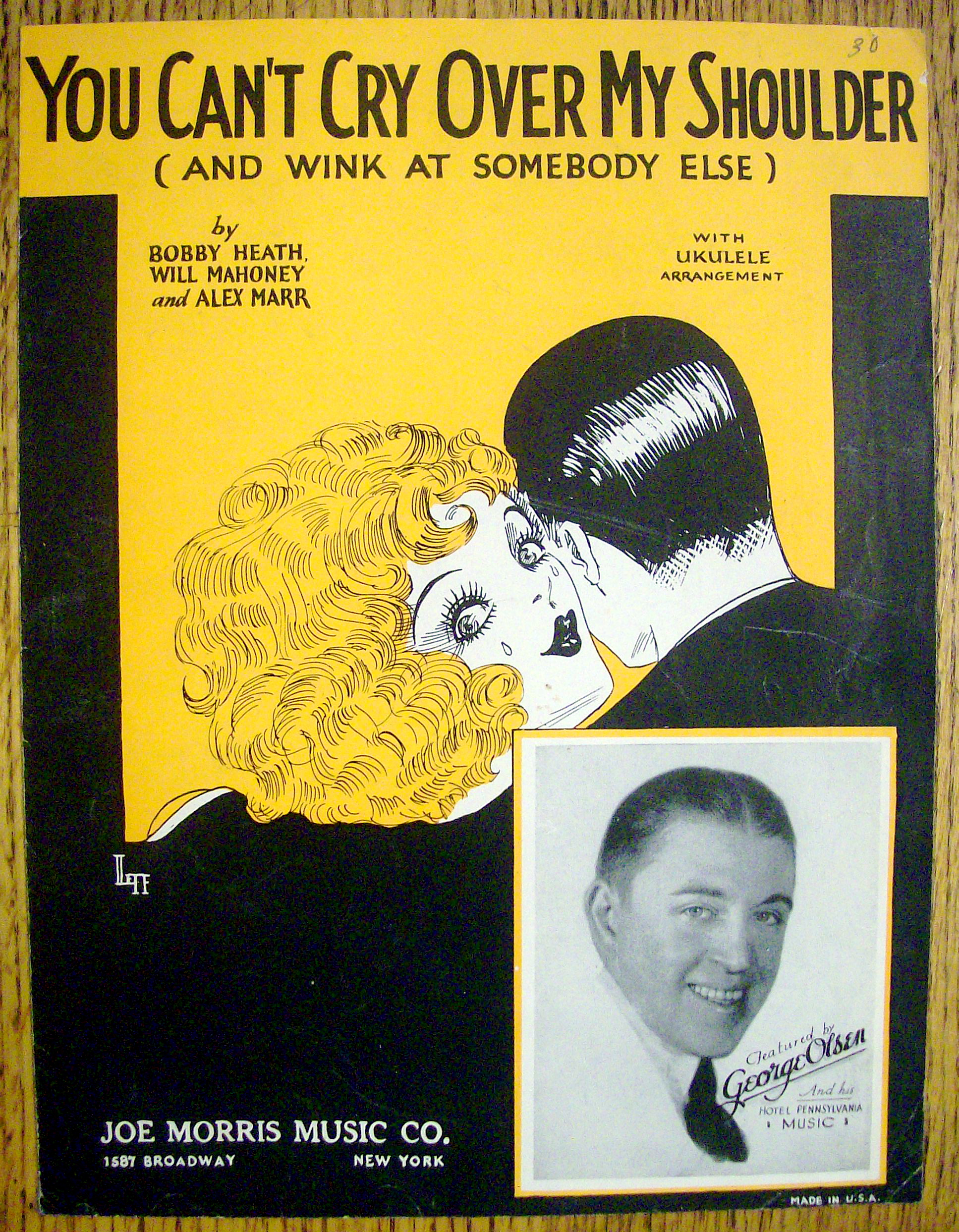 Sheet Music For 1926 You Can't Cry Over My Shoulder