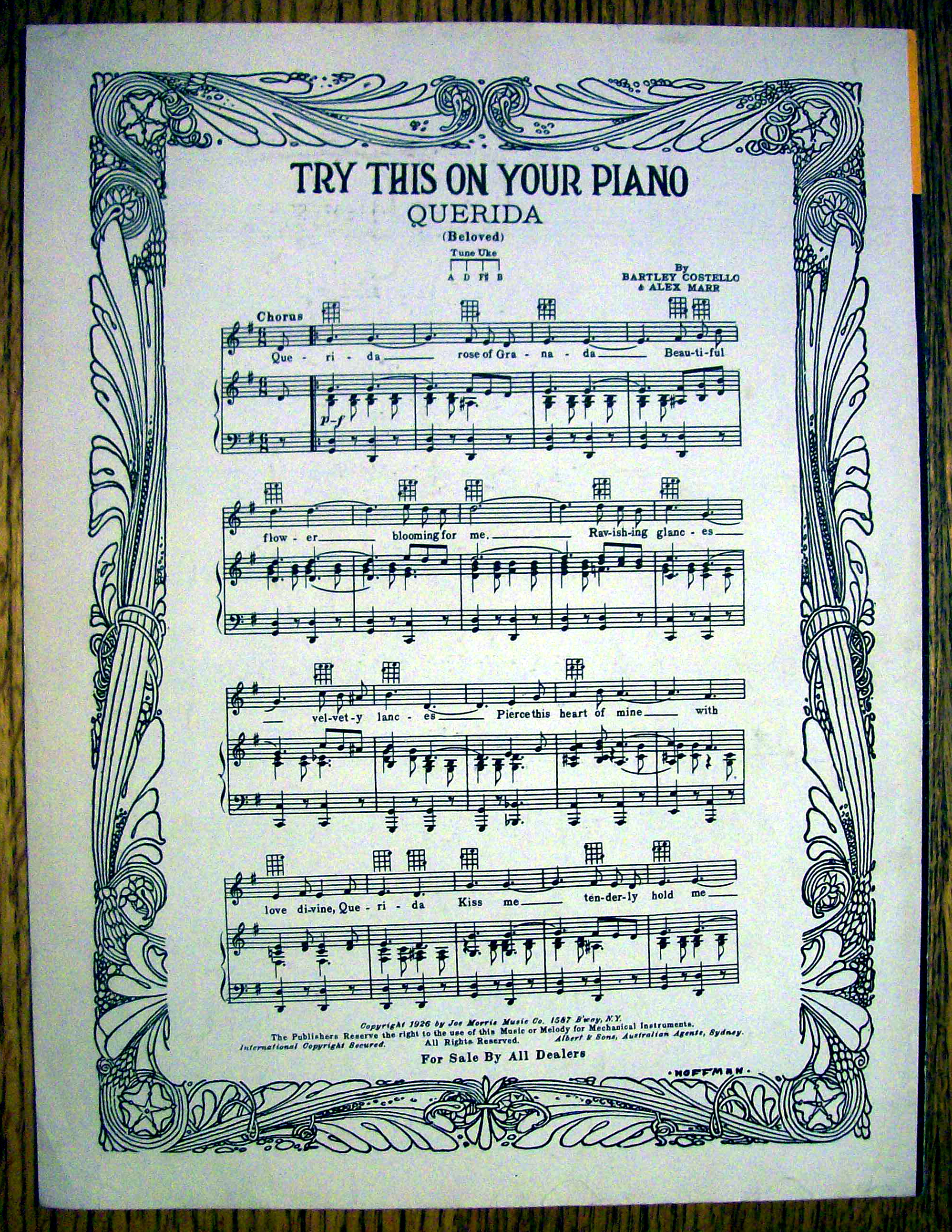 Sheet Music For 1926 You Can't Cry Over My Shoulder