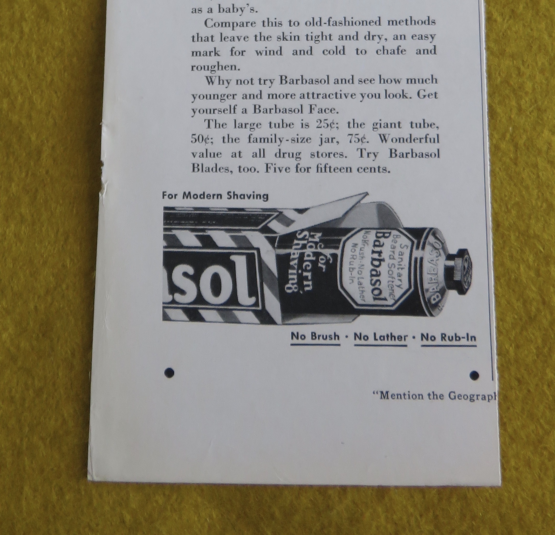 1938 Barbasol Shaving Cream with Woman On The Telephone
