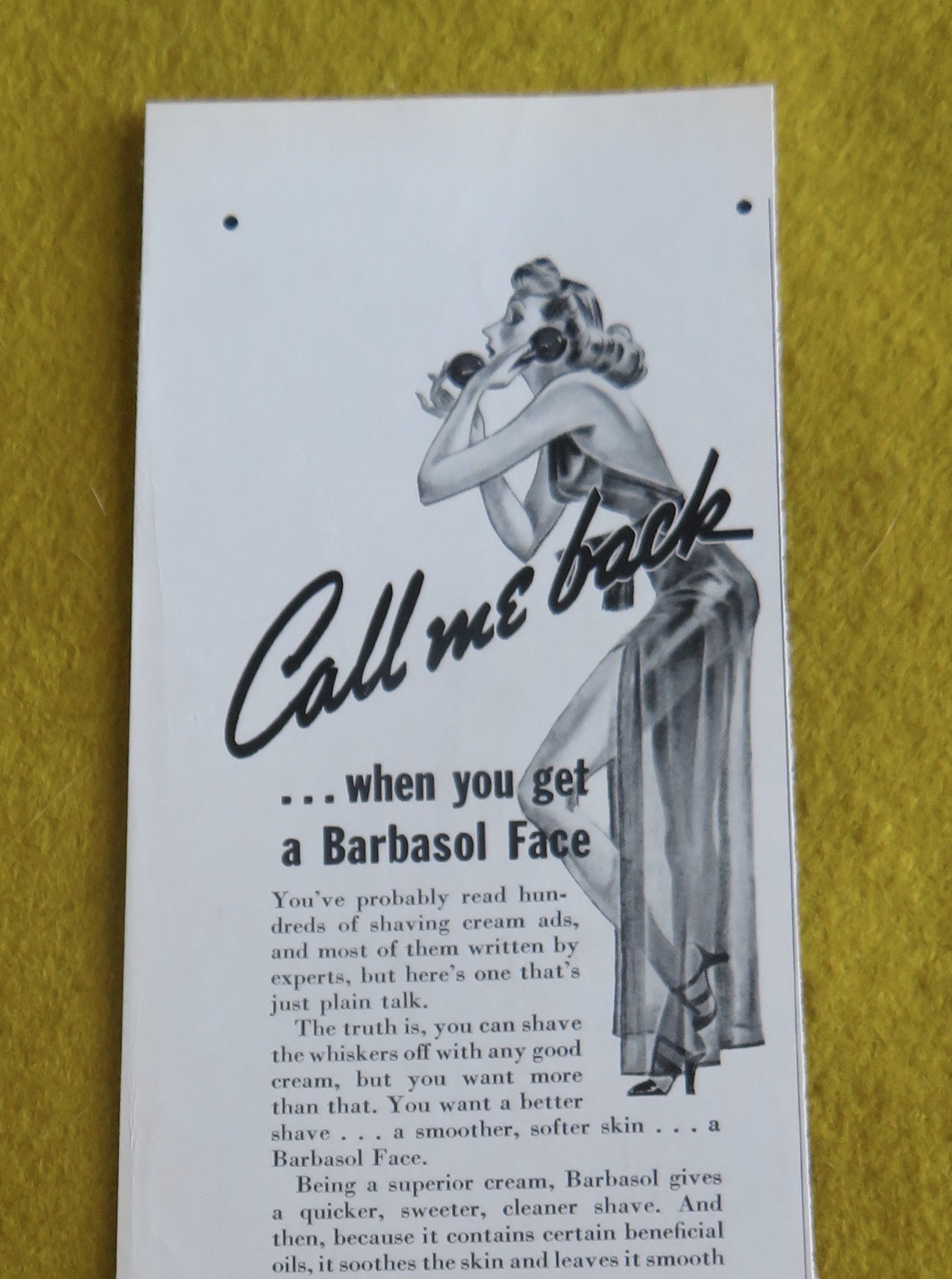 1938 Barbasol Shaving Cream with Woman On The Telephone