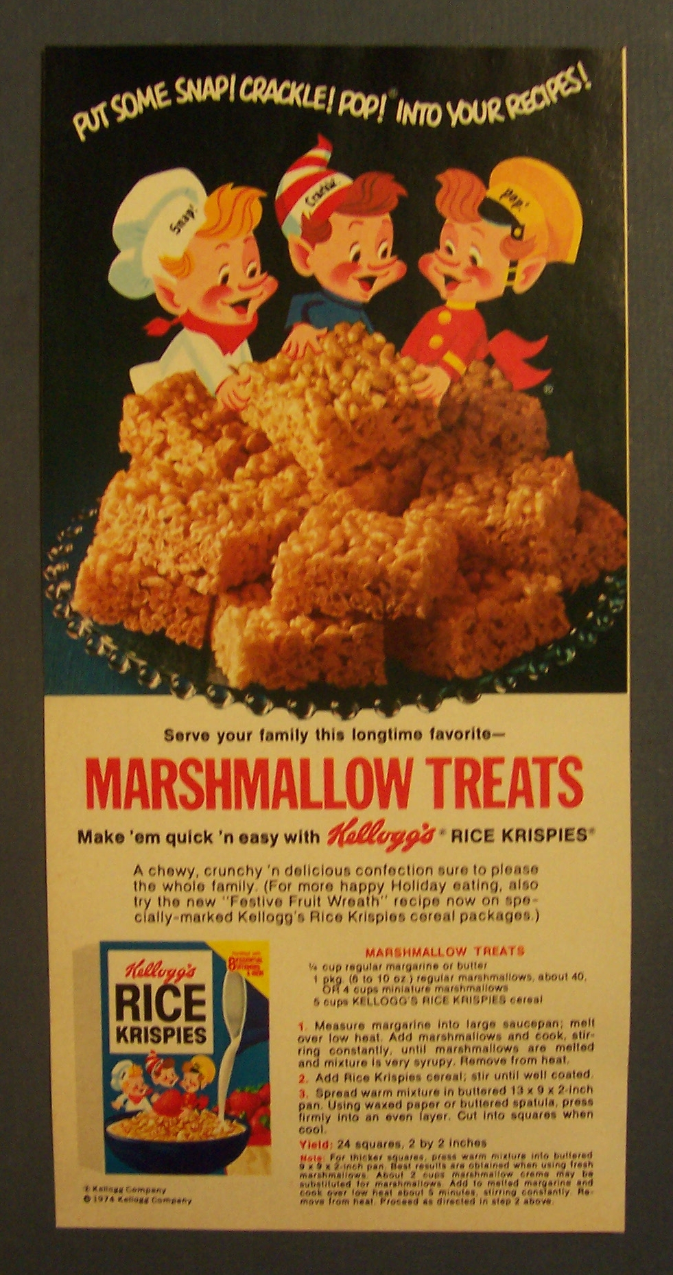 1974 Kellogg's Rice Krispies Cereal w Snap Crackle Pop