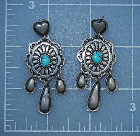 Navajo Sterling Silver Turquoise Pierced Earrings