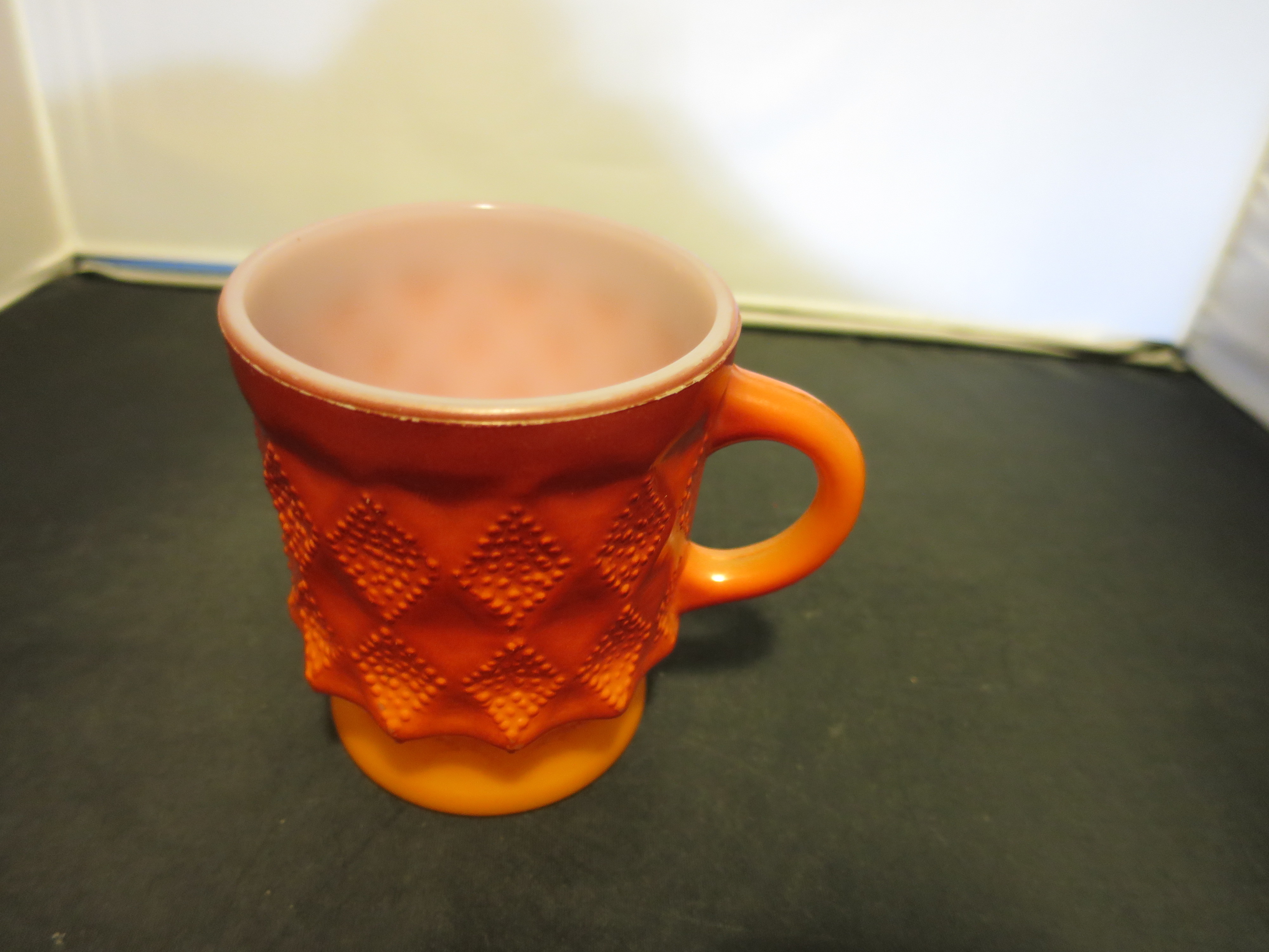 Anchor Hocking Fire King Kimberly Orange Red Cup Mug