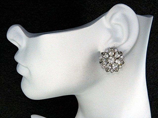 Crystal Rhodium Plated Clip Earrings Kramer