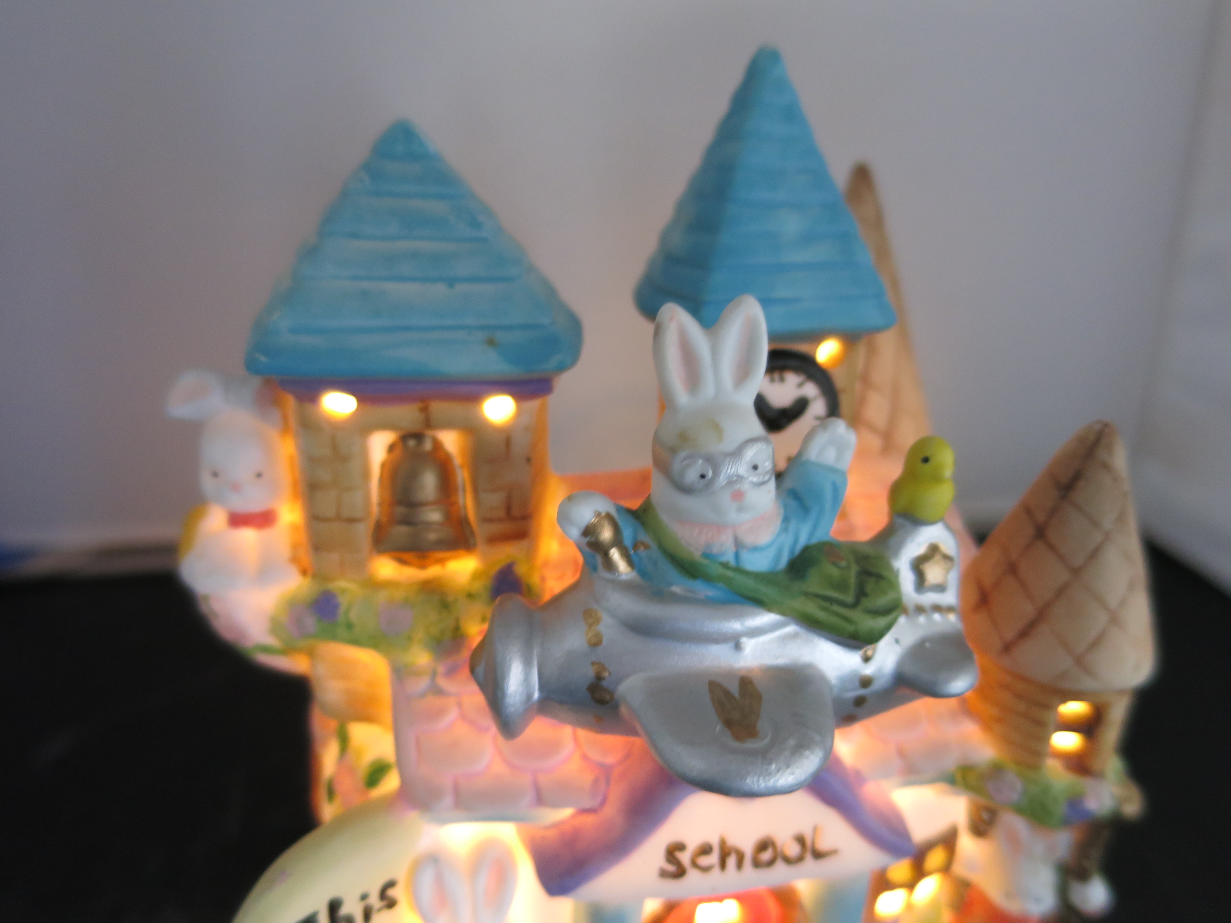 Light Up Egg School House Easter Bunny Rabbit Village