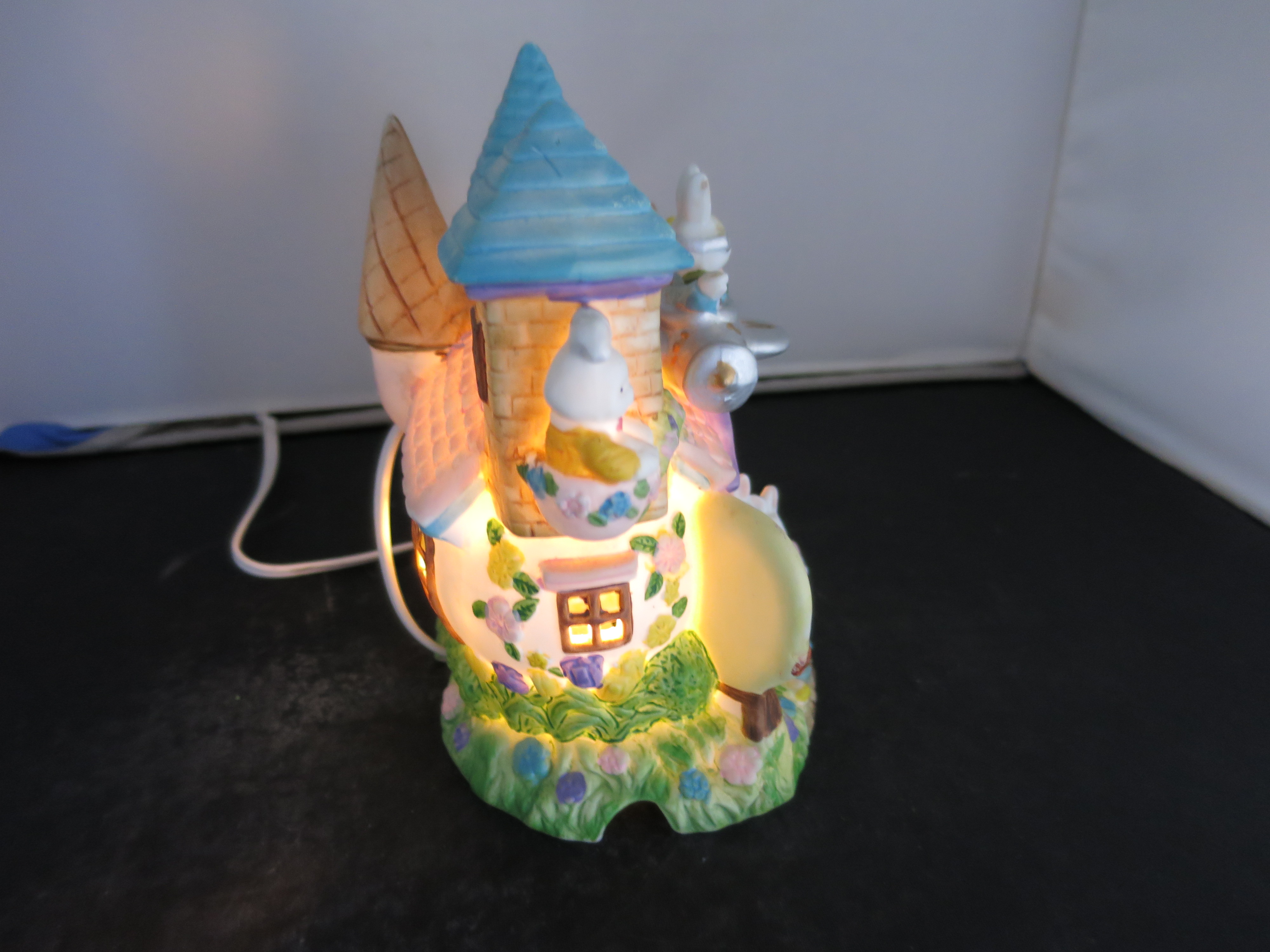 Light Up Egg School House Easter Bunny Rabbit Village