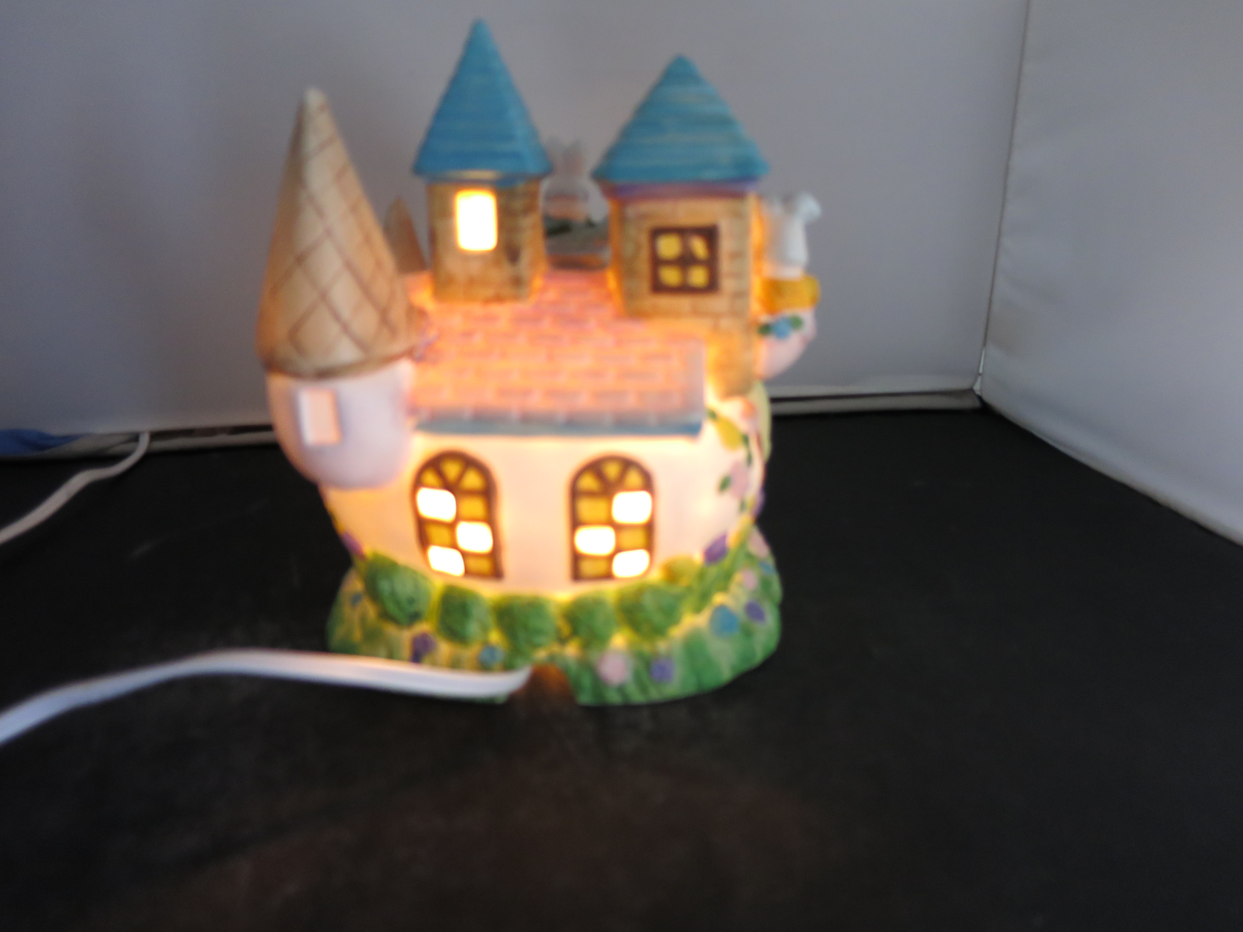 Light Up Egg School House Easter Bunny Rabbit Village