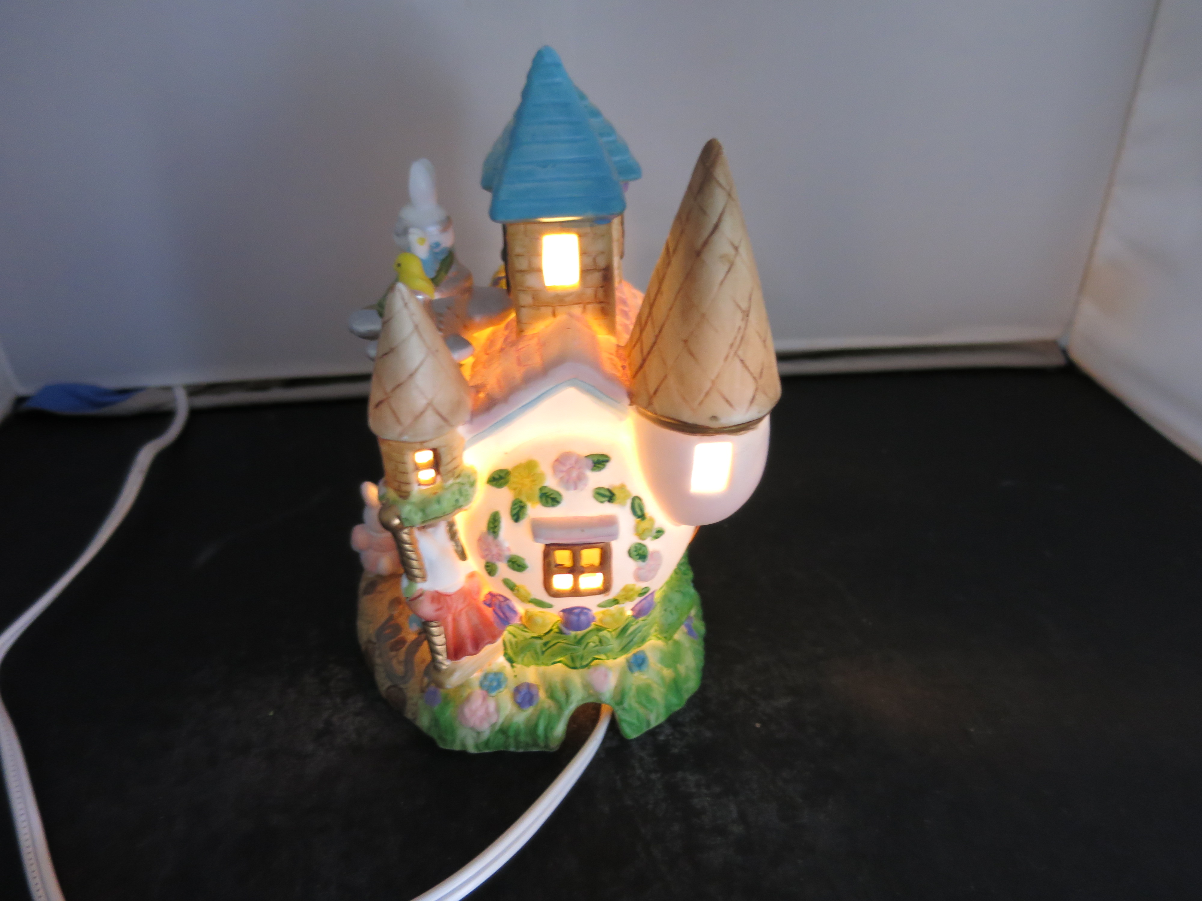 Light Up Egg School House Easter Bunny Rabbit Village