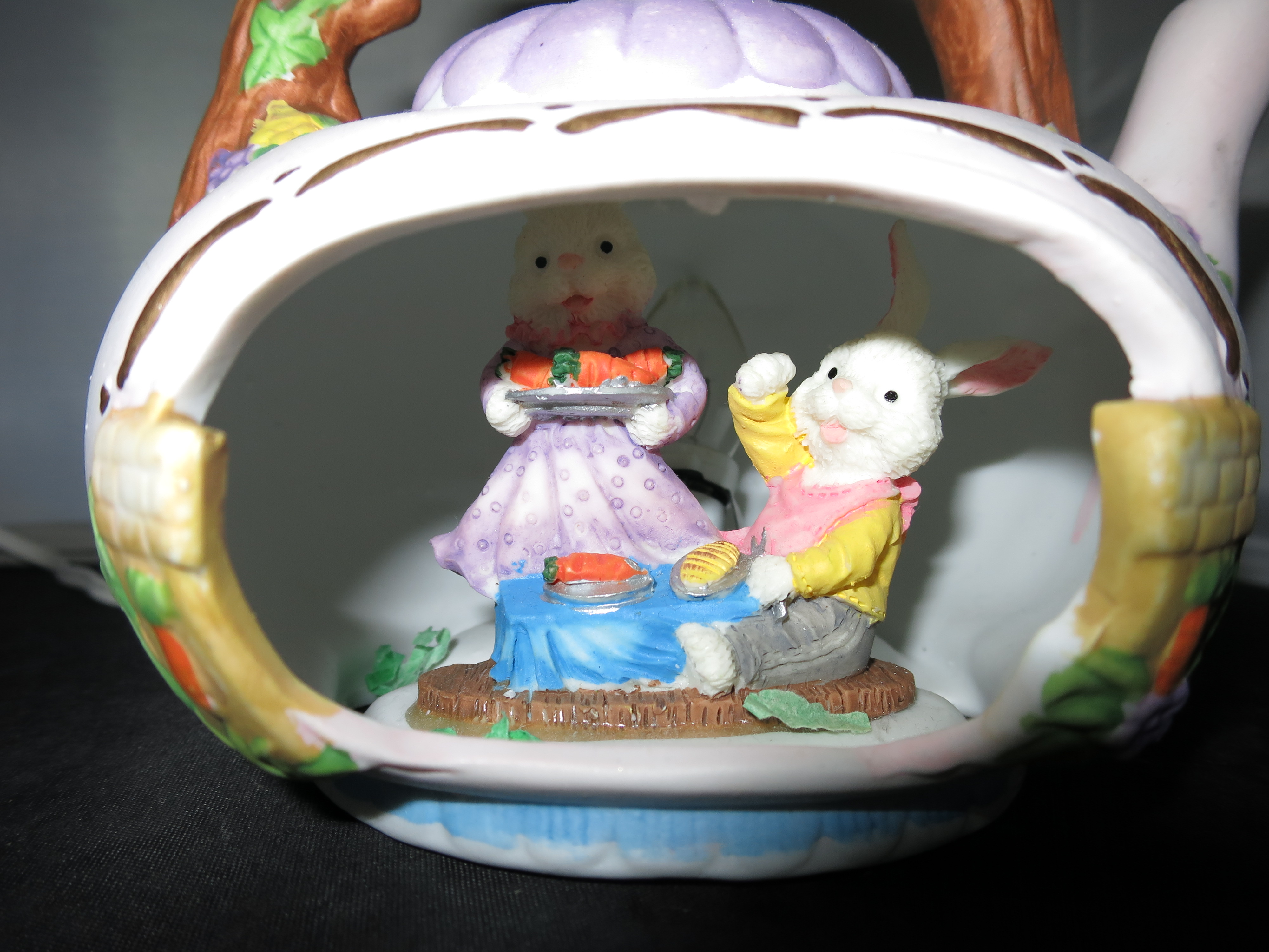 Easter Teapot Bunny Rabbit House Light Up