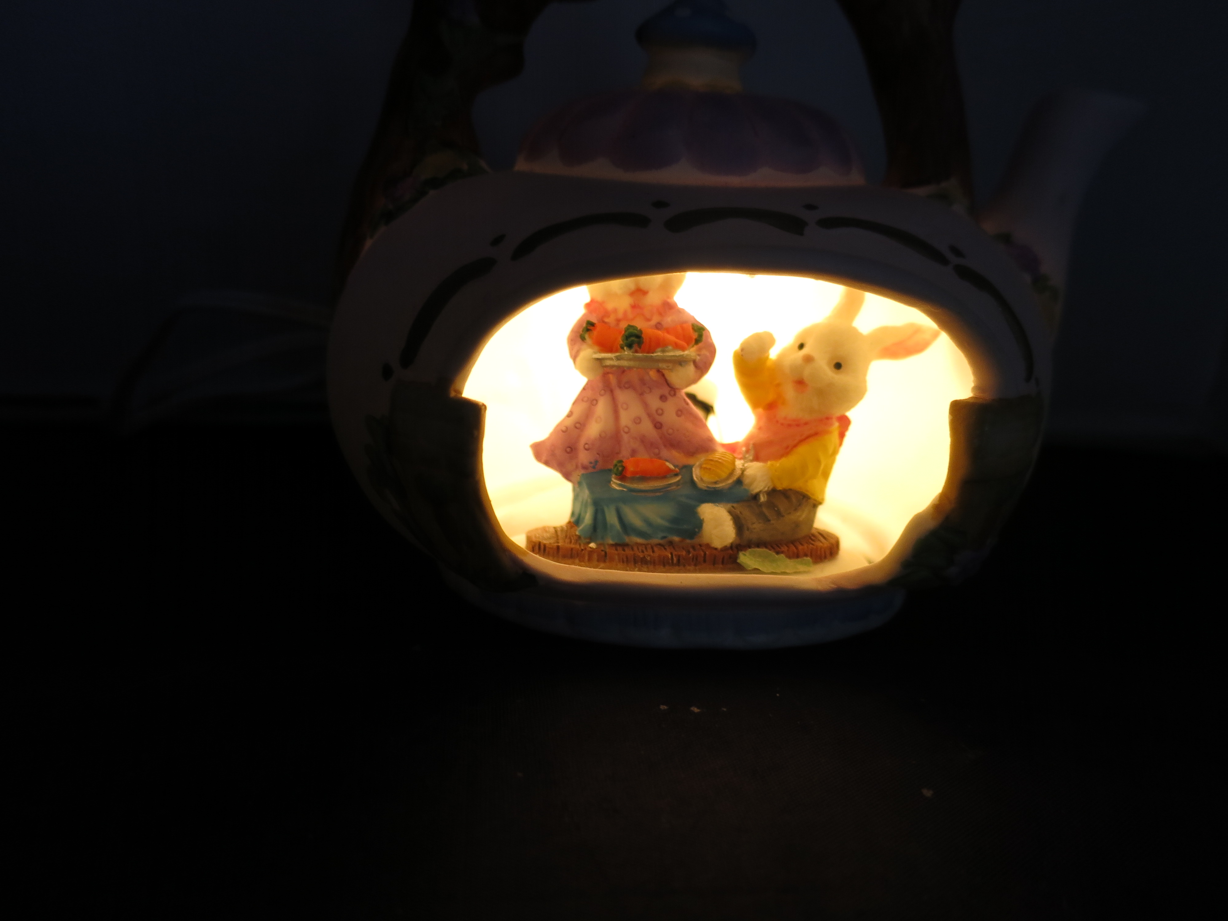 Easter Teapot Bunny Rabbit House Light Up