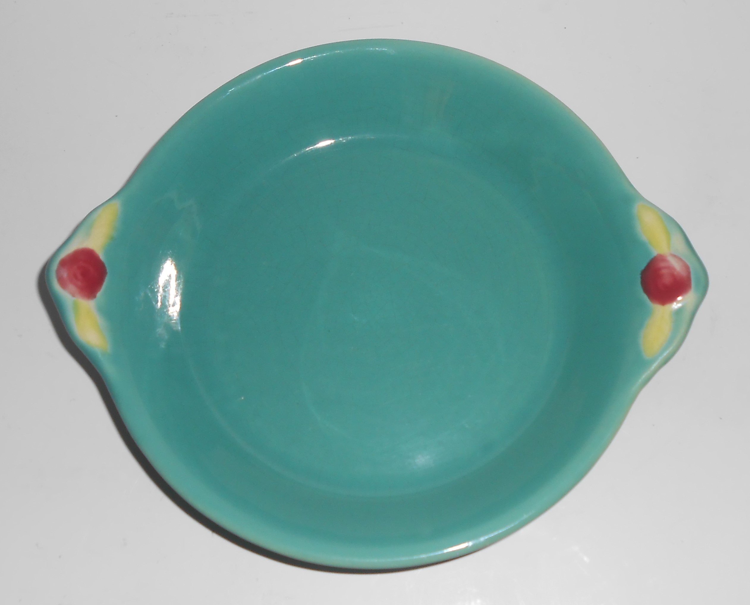 Coors Pottery Rosebud Green Shirred Egg Bowl #4