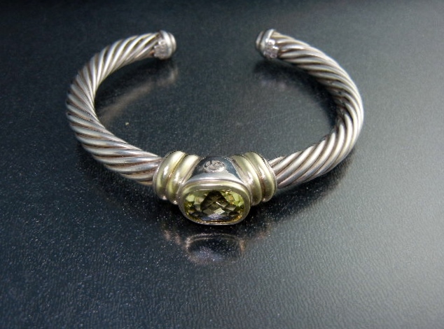 David Yurman 14K Gold Sterling Silver Citrine Bracelet