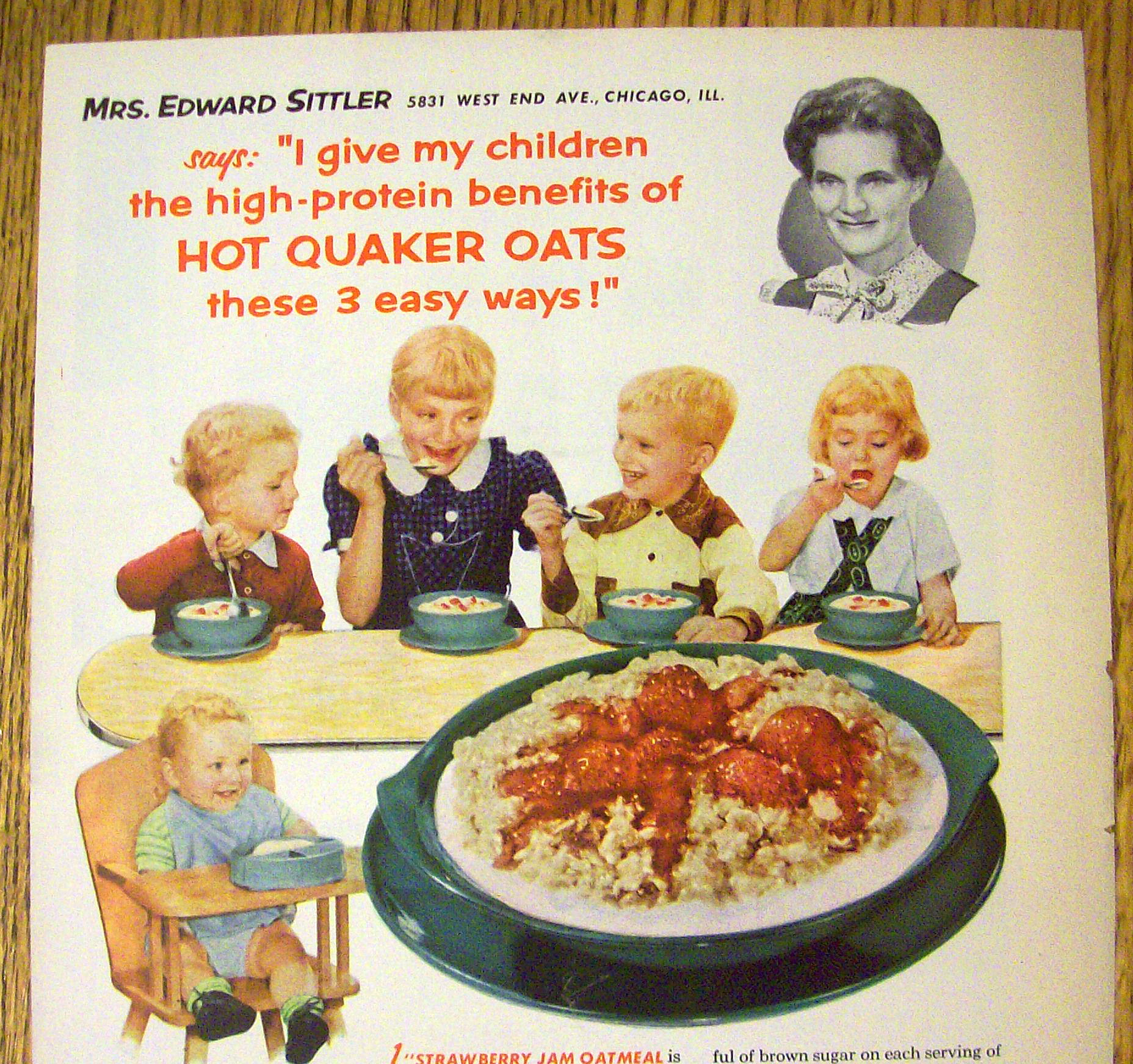 1954 Quaker Oats with 5 Children Eating Cereal