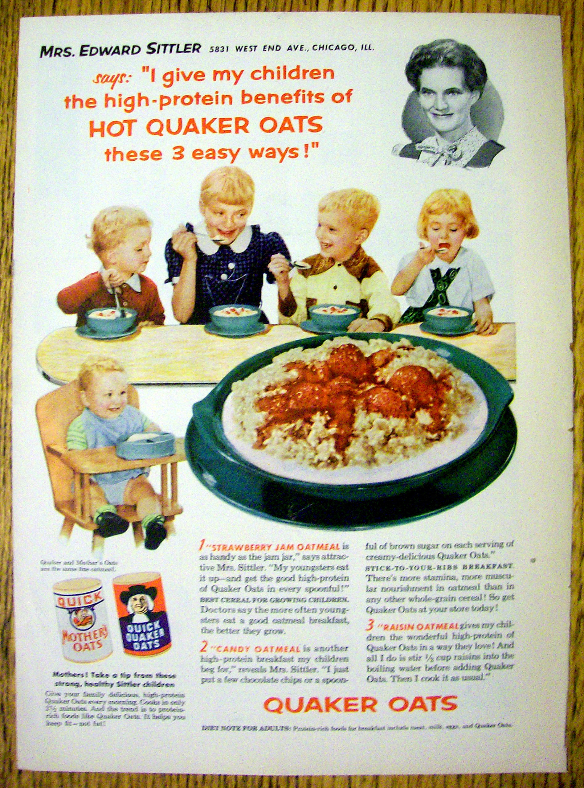 1954 Quaker Oats with 5 Children Eating Cereal