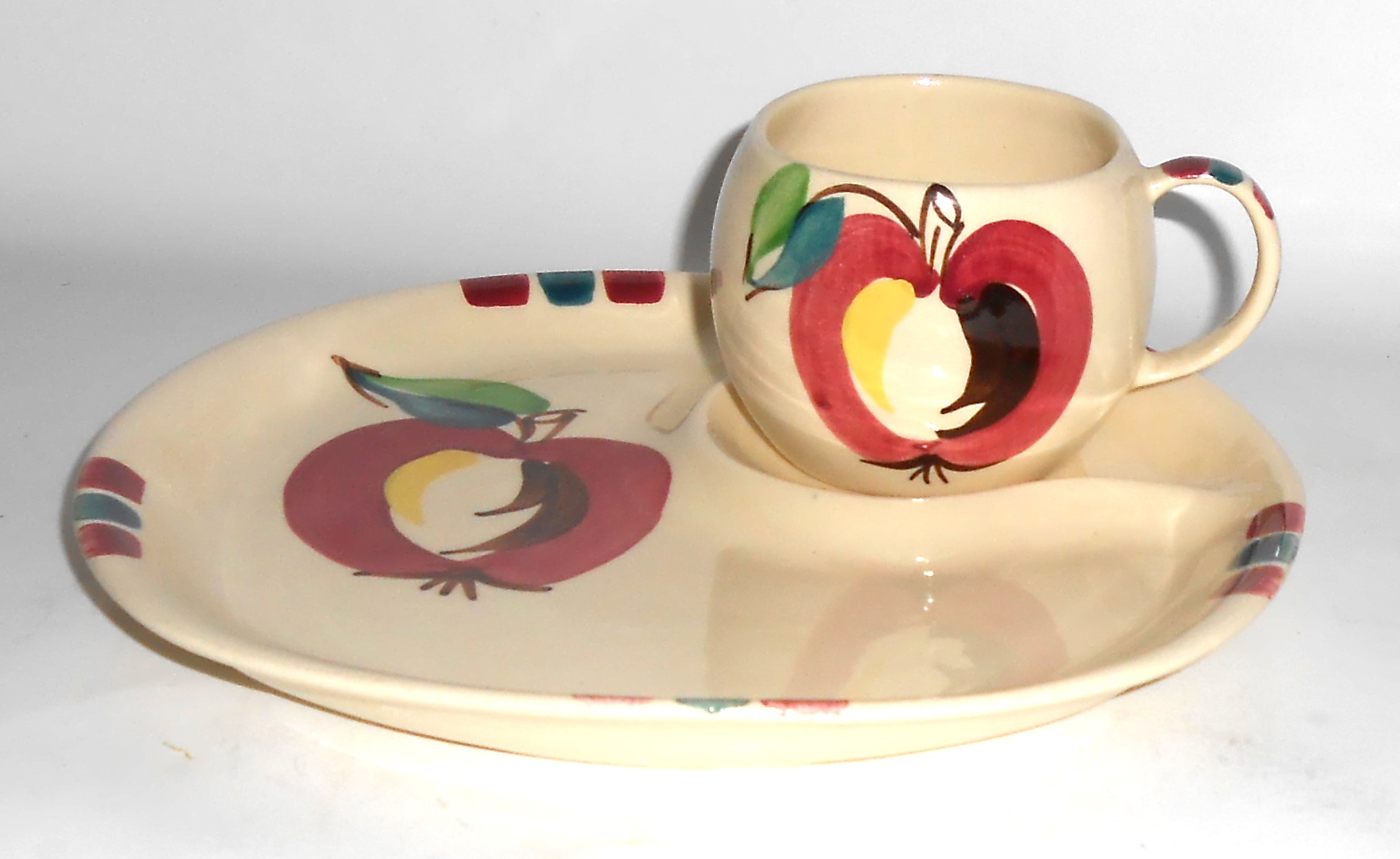 Purinton Pottery Apple Snack Plate w/Cup #3