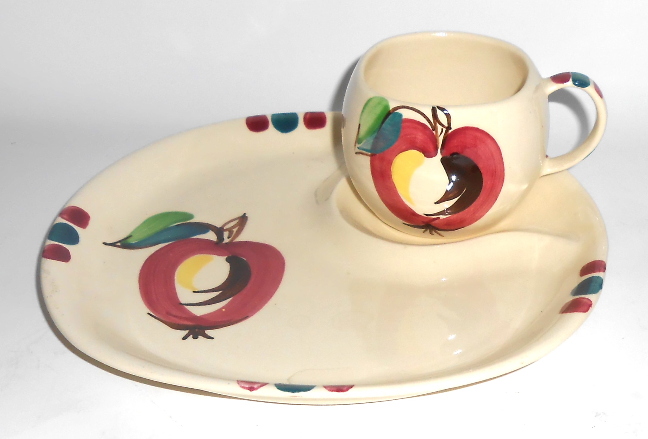Purinton Pottery Apple Snack Plate w/Cup #2