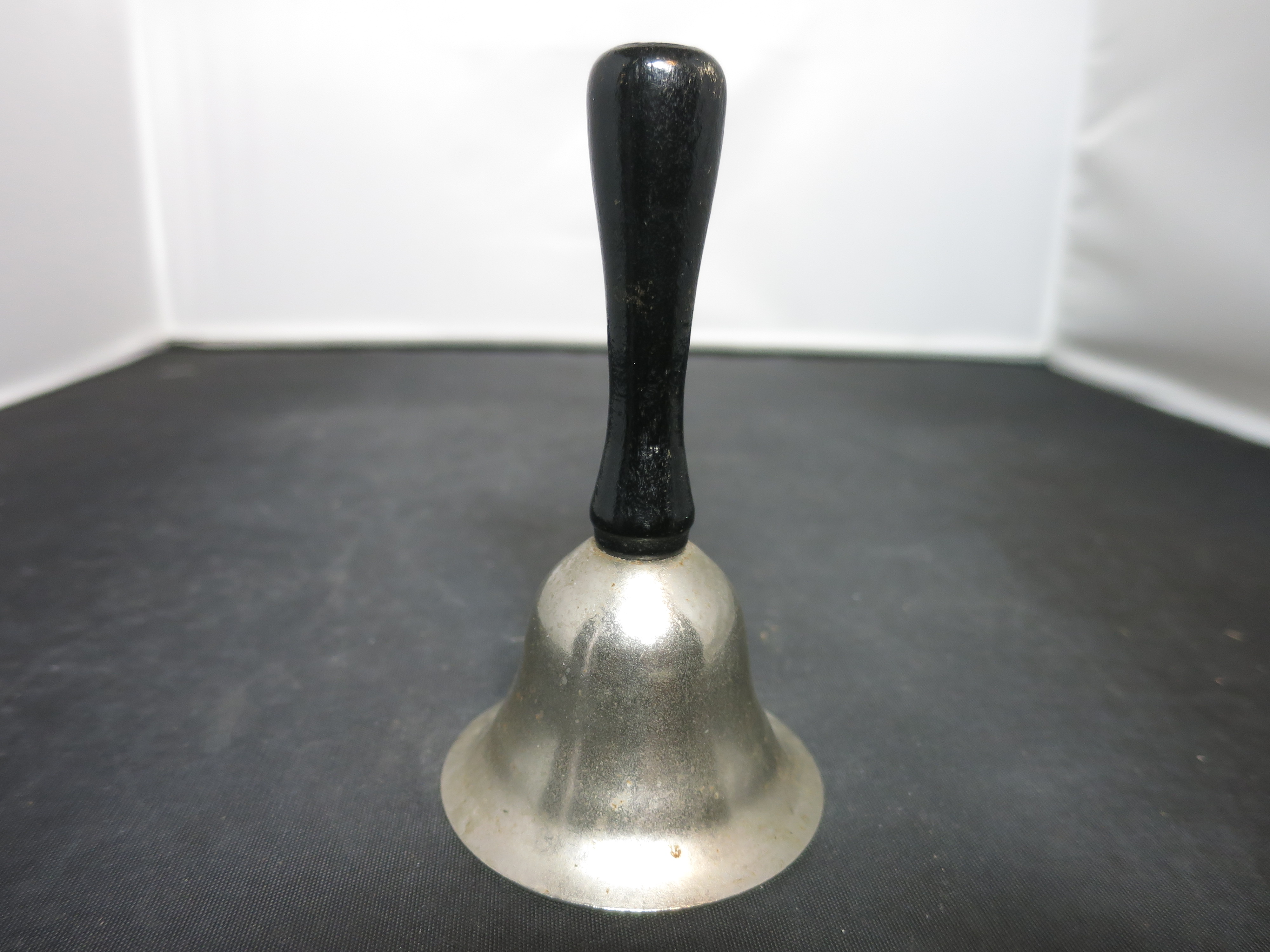 Bell Black Ebony Wood Handle Silver Tone Metal