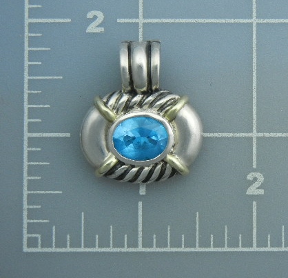 14K DAVID YURMAN Sterling Silver Blue Topaz Pendant