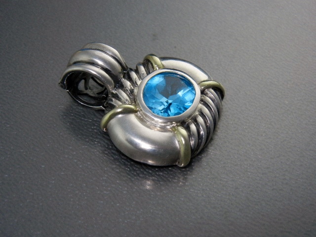 14K DAVID YURMAN Sterling Silver Blue Topaz Pendant