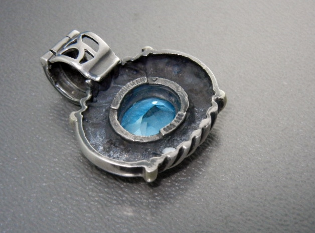 14K DAVID YURMAN Sterling Silver Blue Topaz Pendant