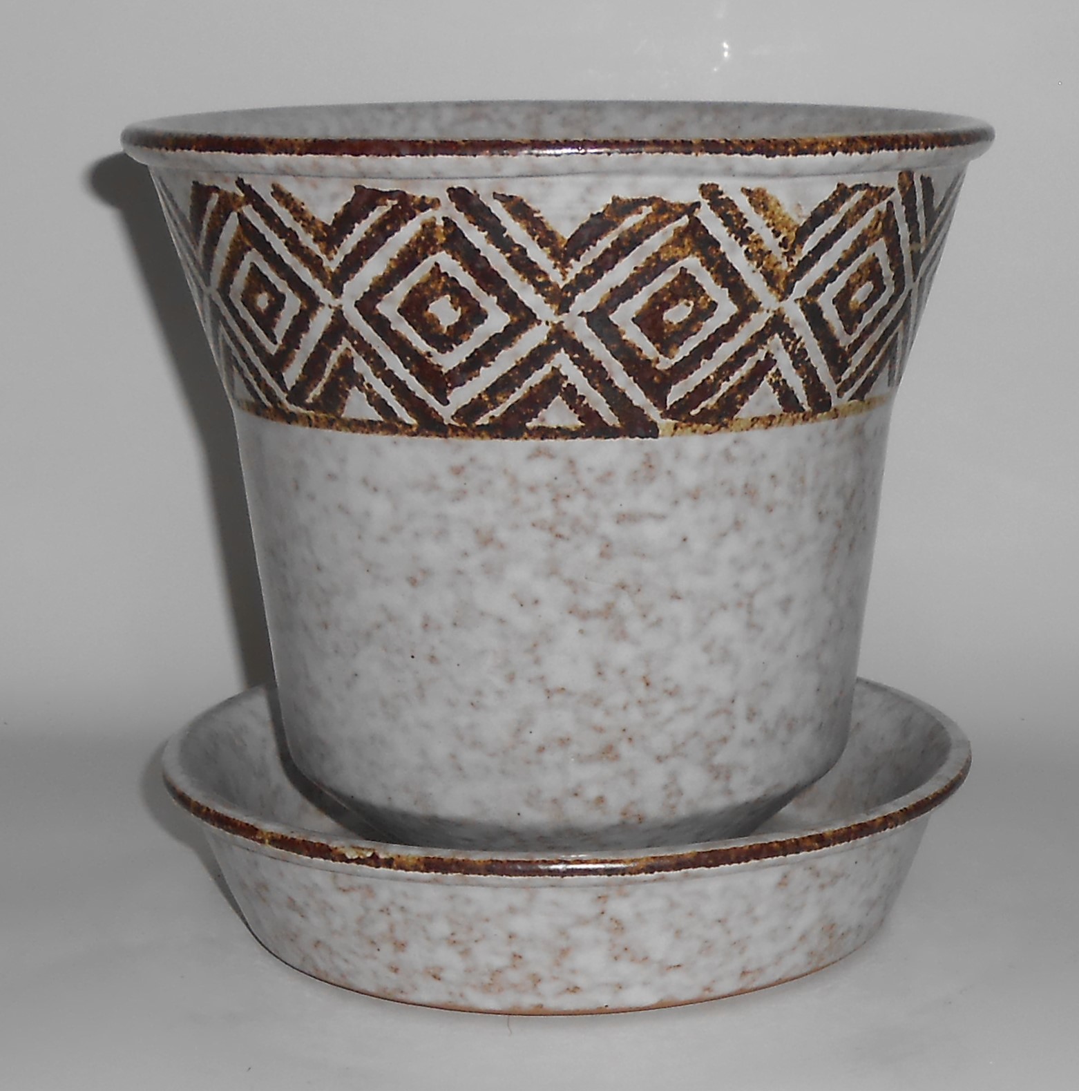 Vintage Pottery Craft 7.5'' Spanish Flower Pot w/Saucer