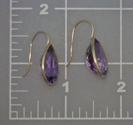 14K Gold Amethyst Shepherd Hook Earrings USA