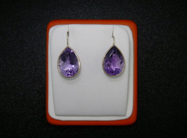 14K Gold Amethyst Shepherd Hook Earrings USA