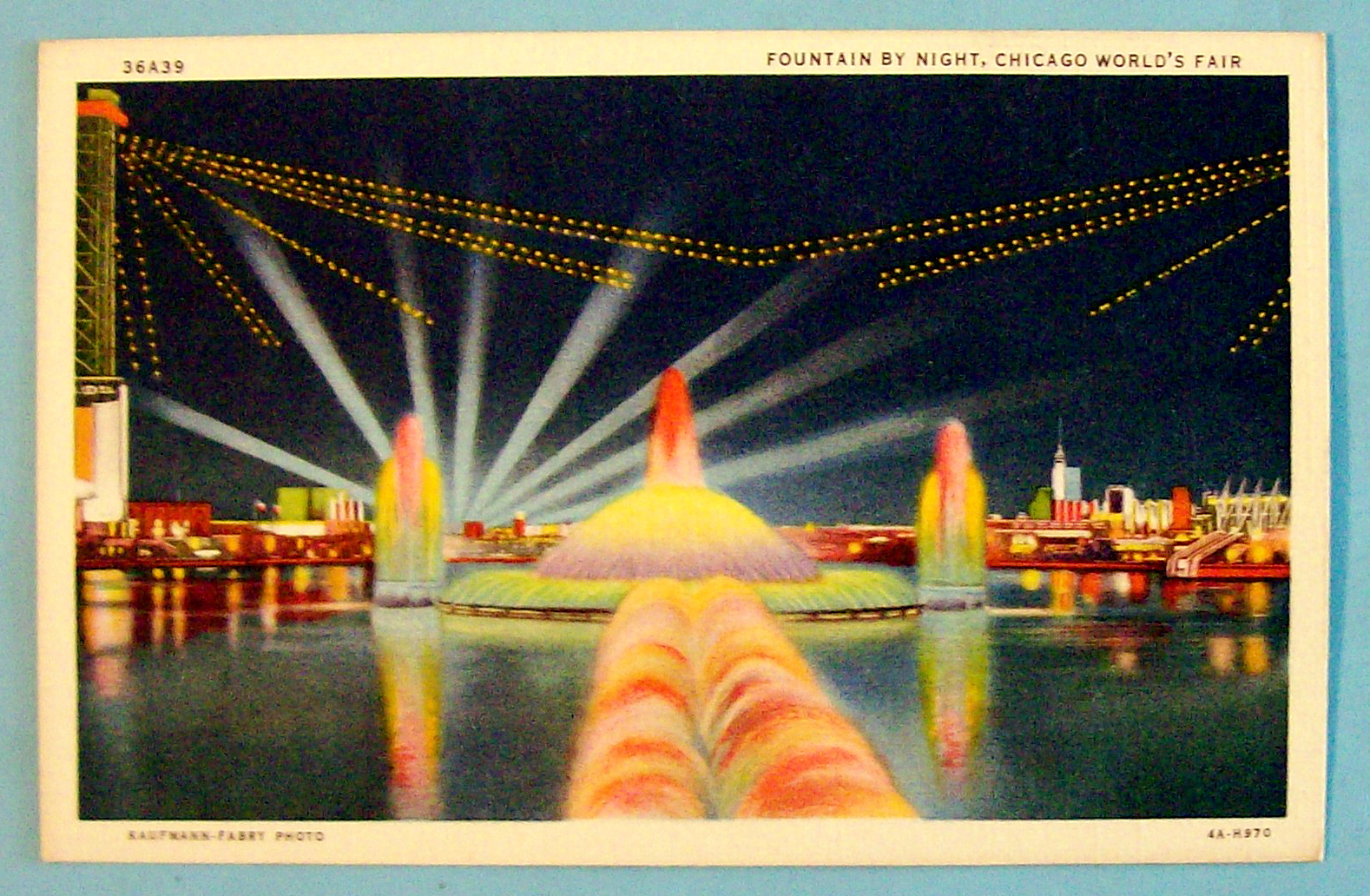 Fountain By Night Postcard (1933 Century Of Progress)