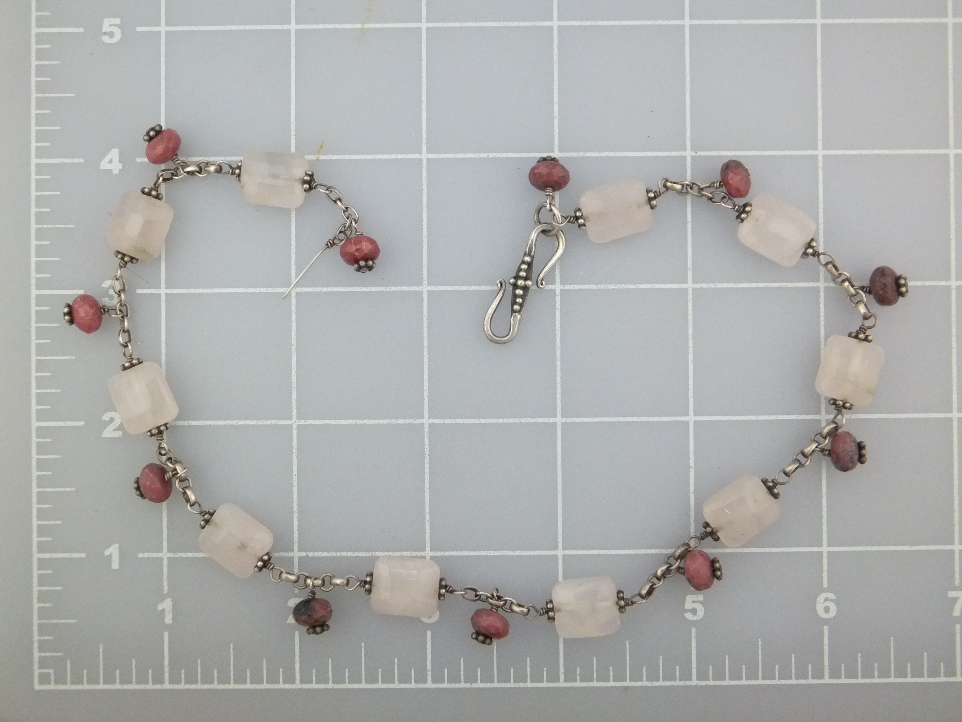 Necklace Sterling Silver Rose Quartz Rhodocrosite