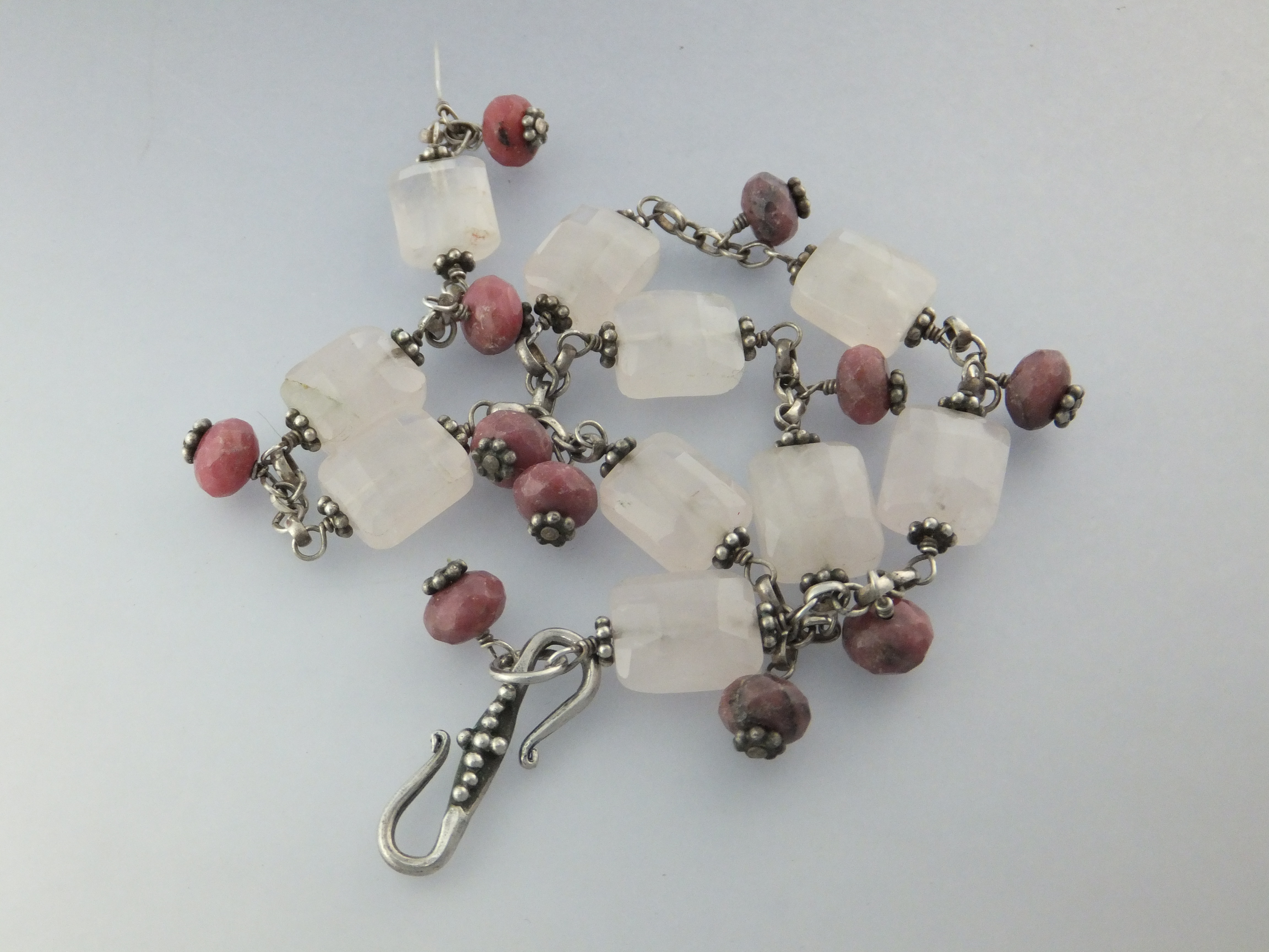 Necklace Sterling Silver Rose Quartz Rhodocrosite