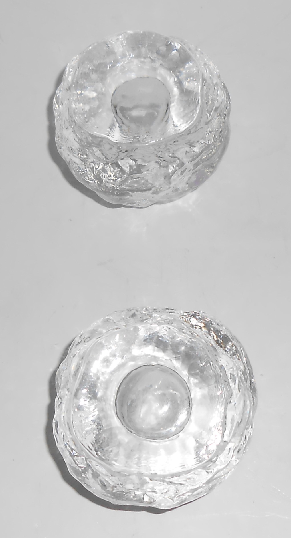 Kosta Boda Sweden Crystal Snowball Pair Small Taper Can