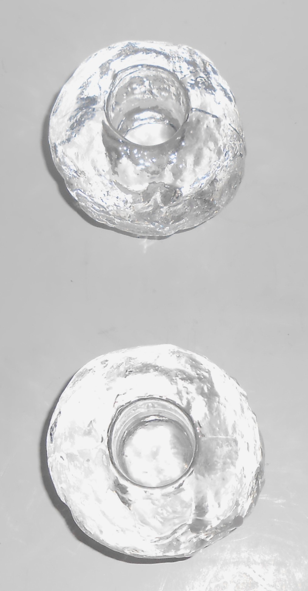 Kosta Boda Sweden Crystal Snowball Pair Small Taper Can