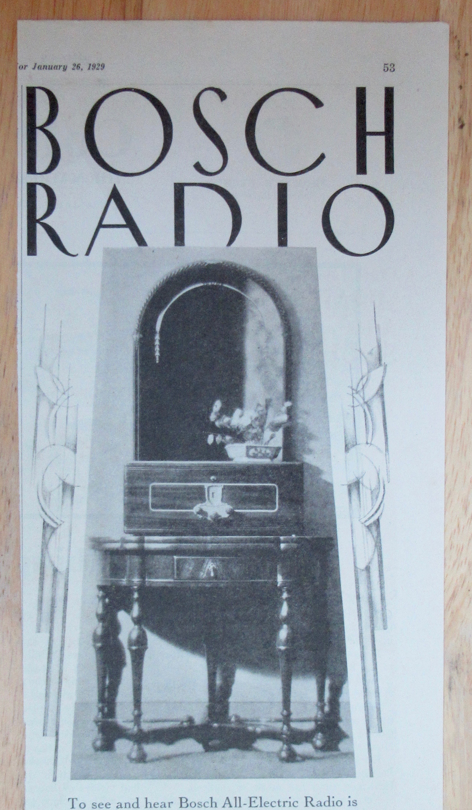 1929 Bosch Radio with Bosch All Electric Radio