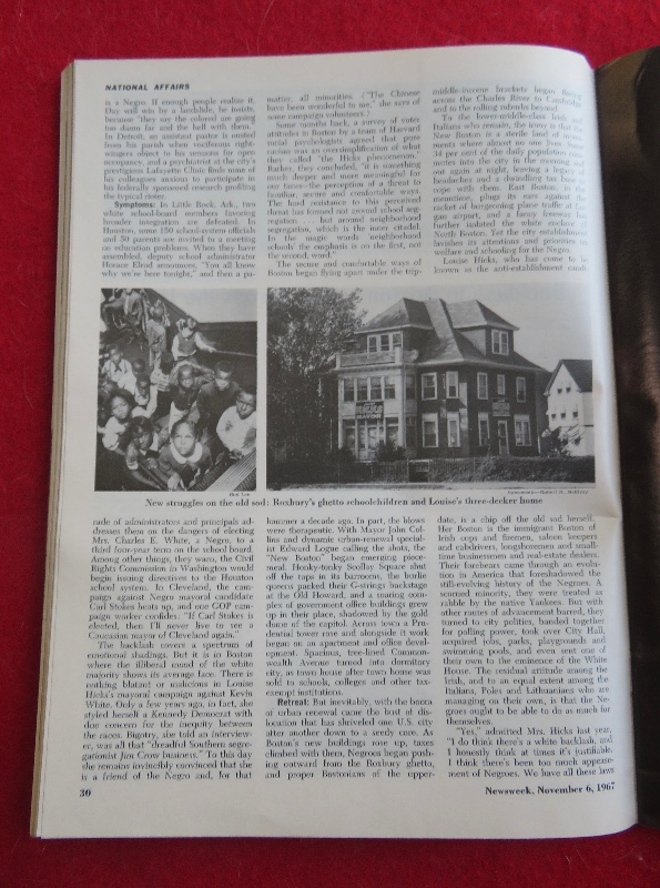 Newsweek Magazine November 6, 1967 Mayoral Candidate Louise Day Hicks