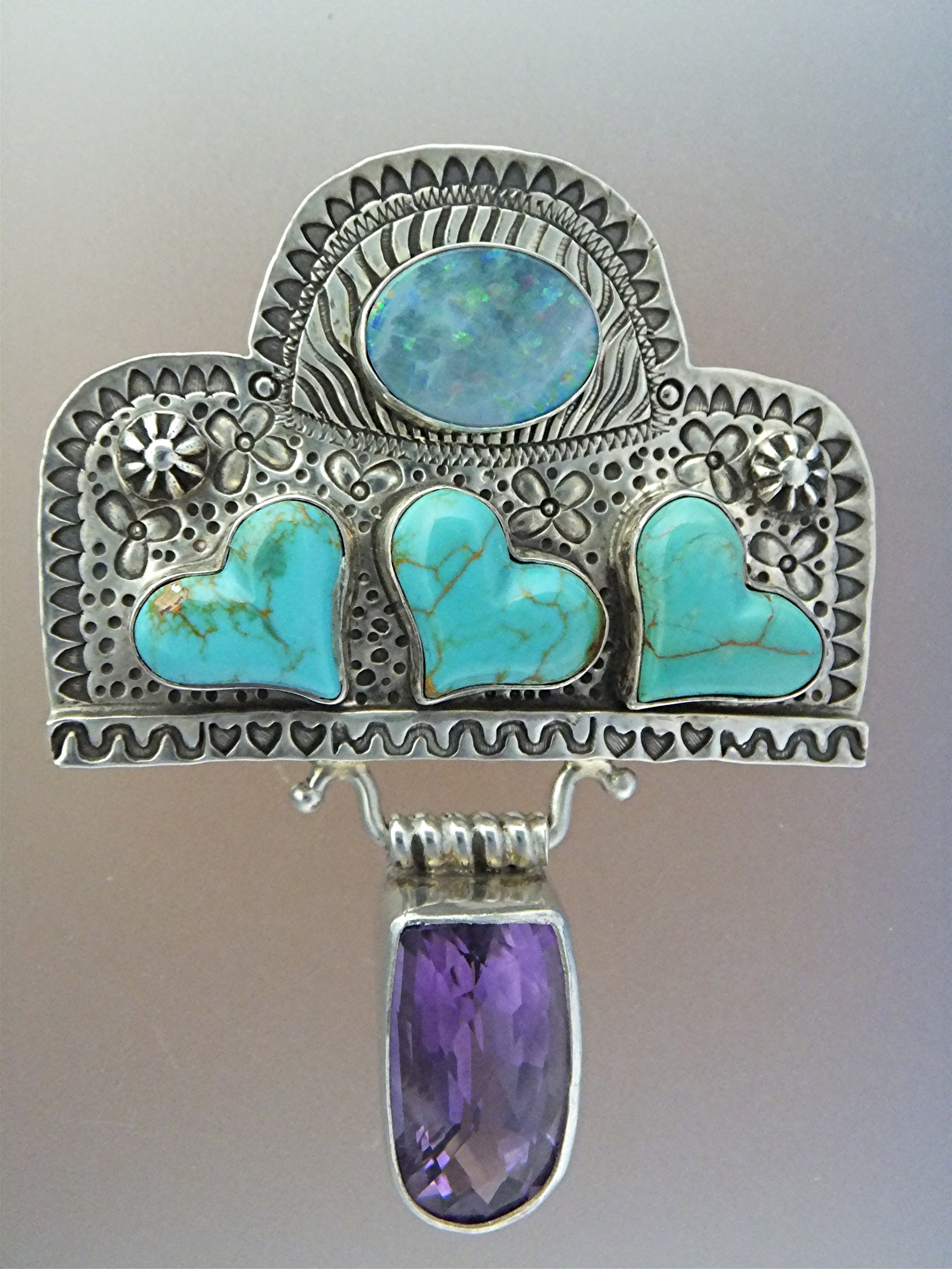 David Troutman Opal Turquoise Amethyst Sterling Silver